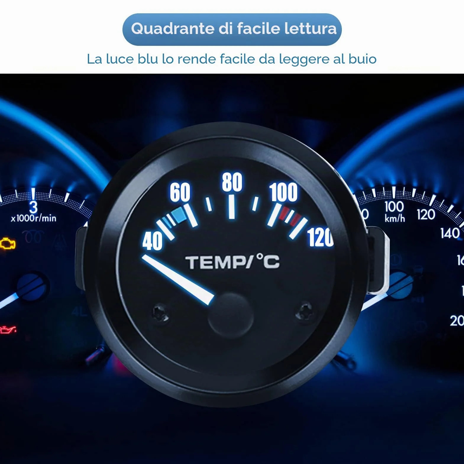 Manometro Temperatura Acqua Digitale con Sensore per Auto