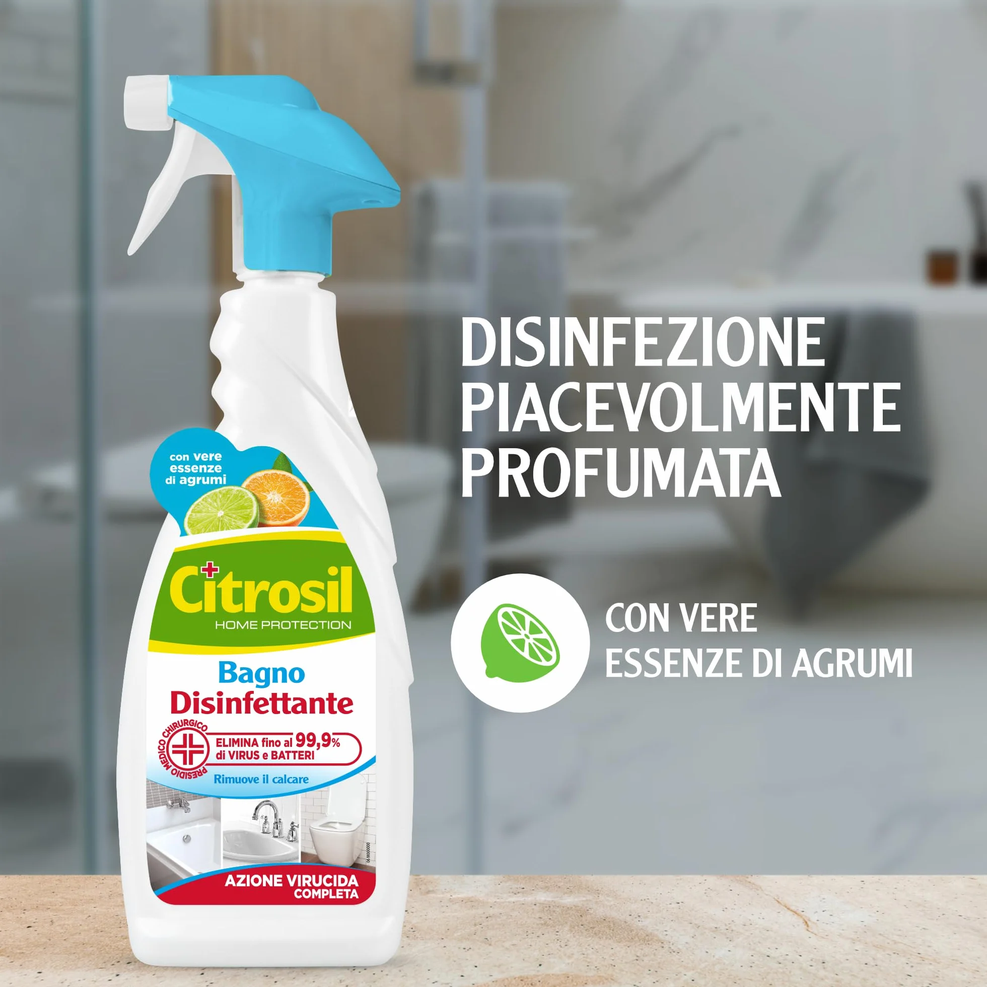 Citrosil Sgrassatore Bagno Disinfettante, Azione Virucida, 650 ml x 3 Confezioni