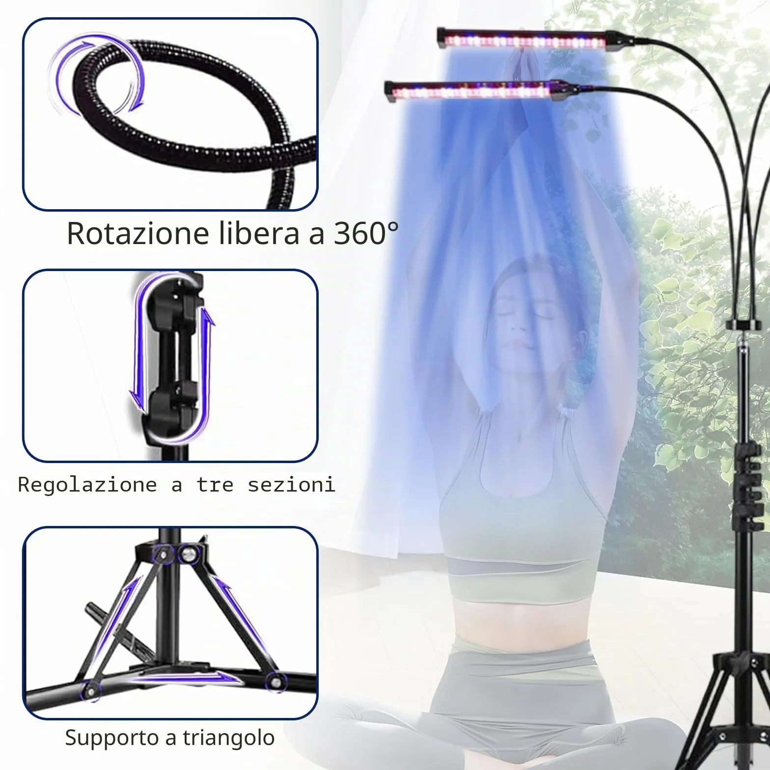 Solarium per la casa 460NM 490NM lampada abbronzante 60 W luce blu 432 LED doppio supporto