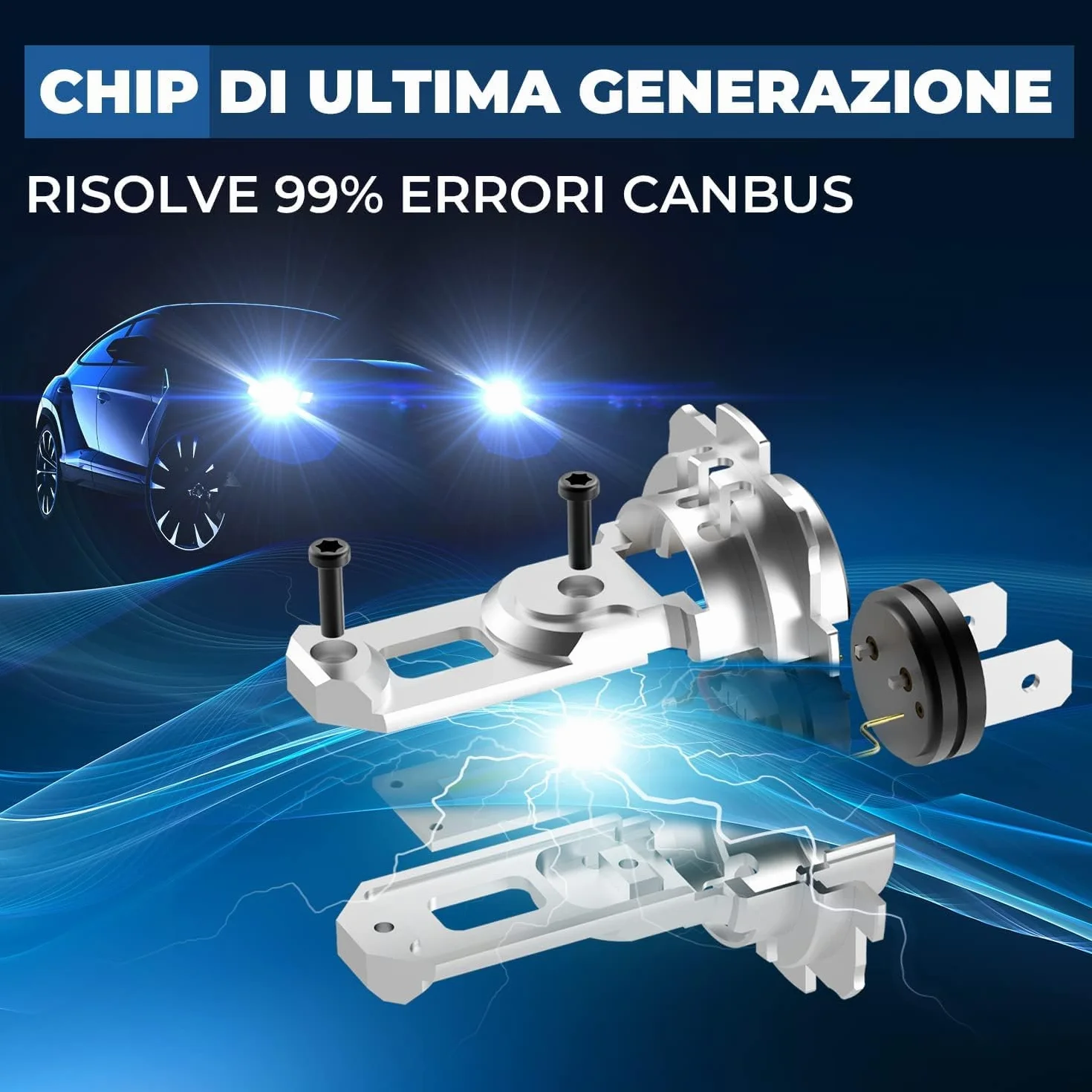 LUXLIGHT Lampadina LED H7 H18 PRO 28000LM 60W 12V 6500K Bianco 2PZ Kit Auto Fari