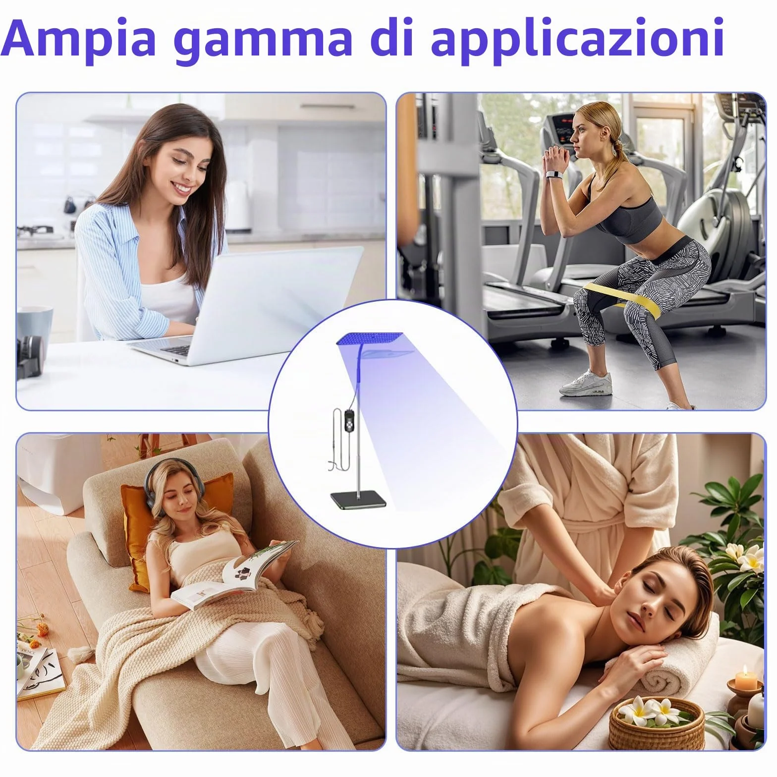 Solarium per Casa, Lampada Abbronzante 660nm 850nm 240 LED, Altezza e Angolo Regolabili, 5 Livelli Luminosità, 3 Modalità