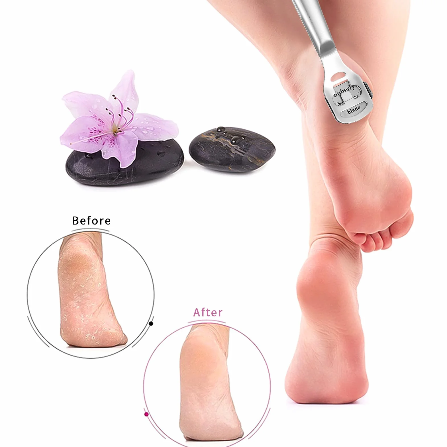 Set Pedicure Professionale con Lima Piedi e Raschietto Calli 10 Lame