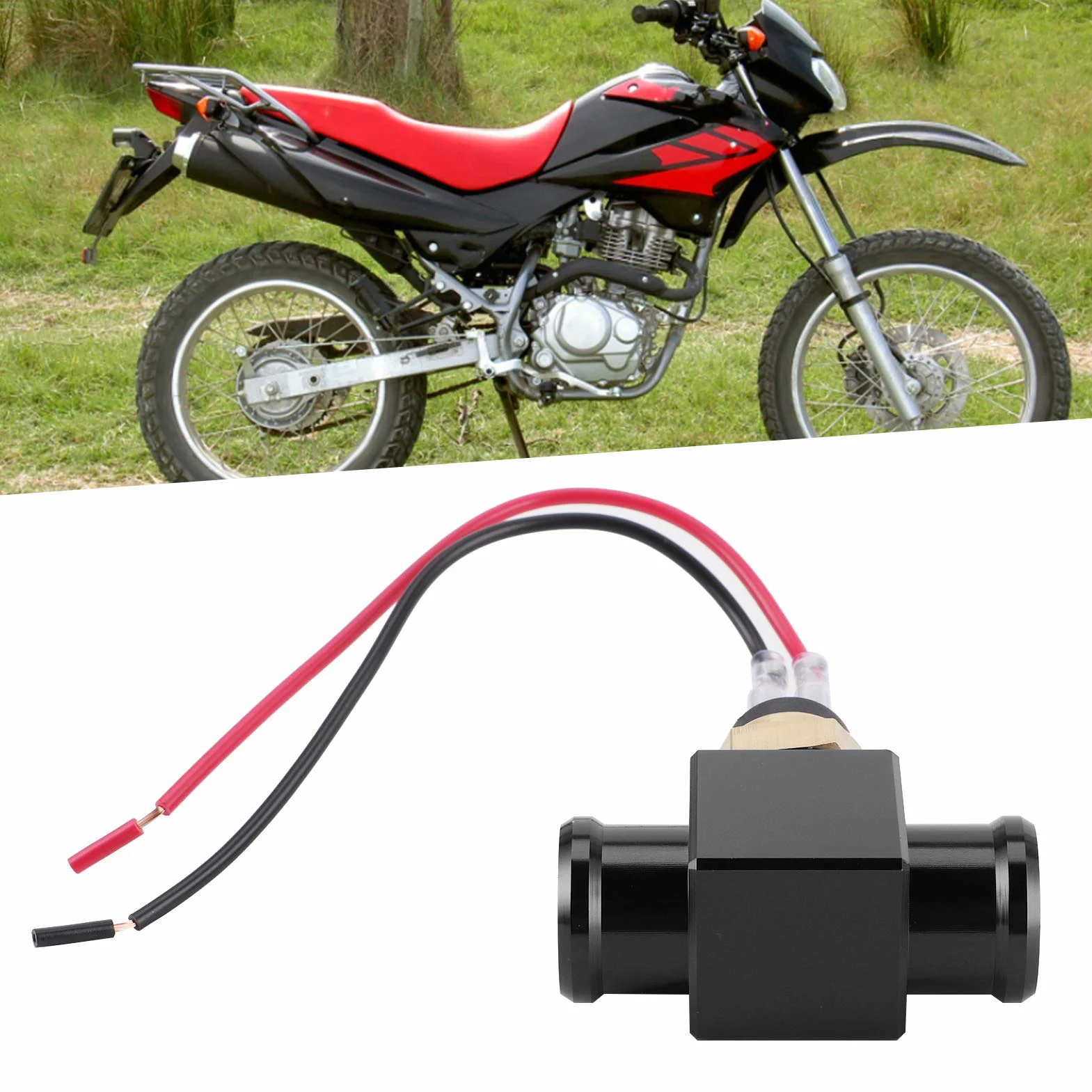 Interruttore di temperatura, termostato in lega di alluminio Interruttore temperatura acqua Radiatore Sensore temperatura ventola refrigerante Sensori temperatura per moto ATV Fuoristrada(nero)