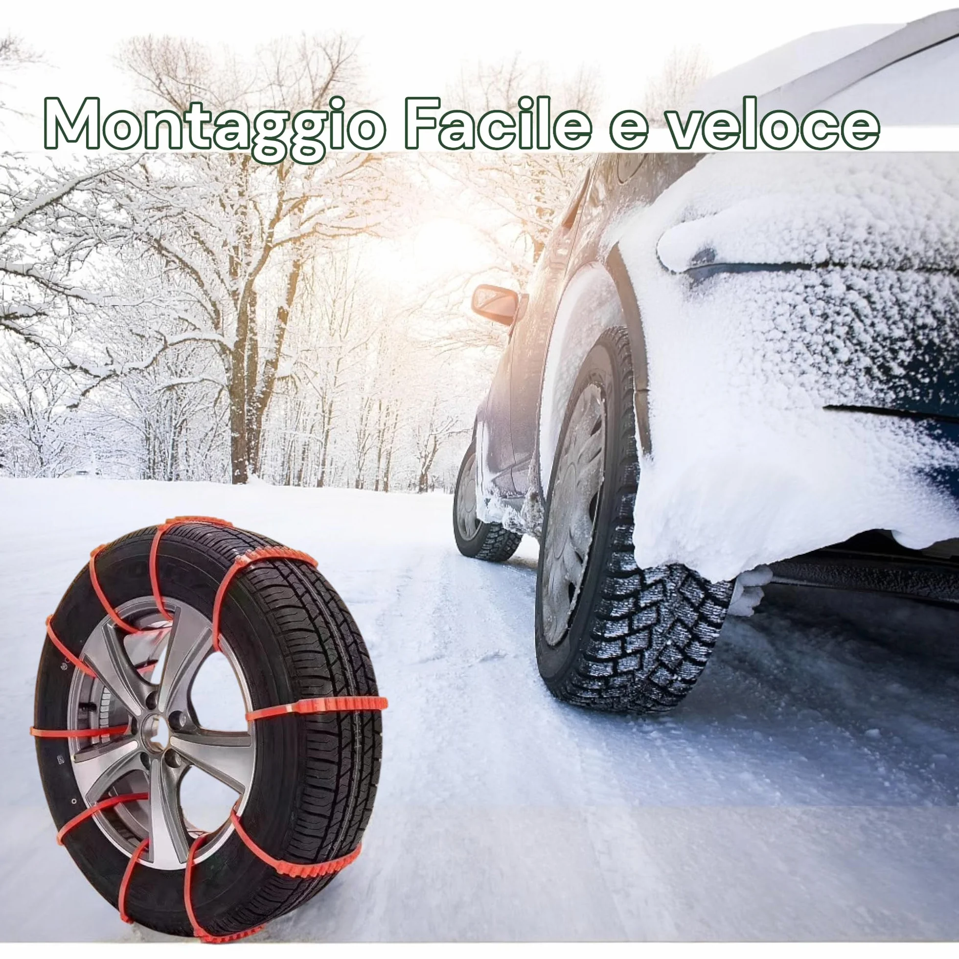 Catene da neve a fascette universali facili da montare per tutte le misure 20 pezzi