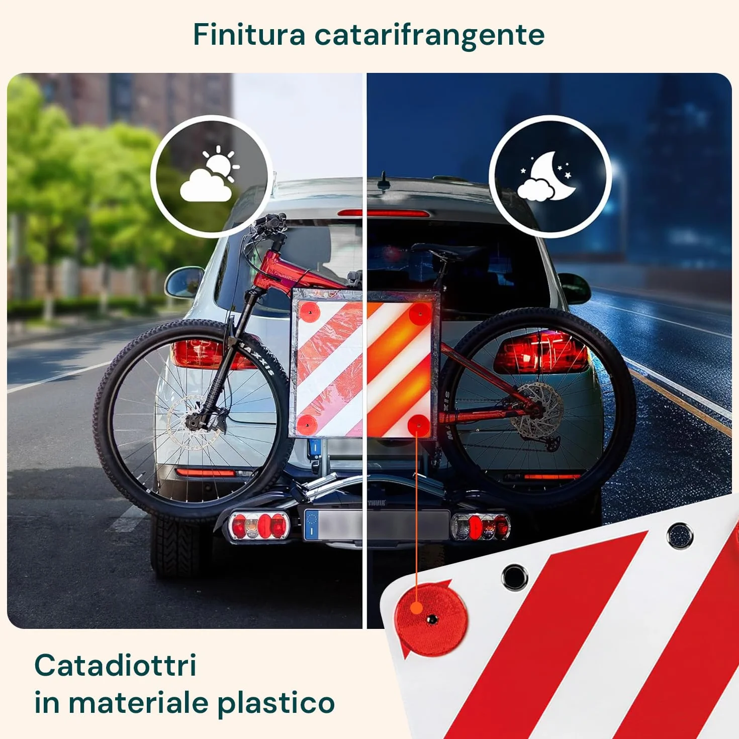 Catarifrangente Avilia Segnale Carico Sporgente 50x50cm Rosso e Bianco per Camion e Rimorchi Polipropilene