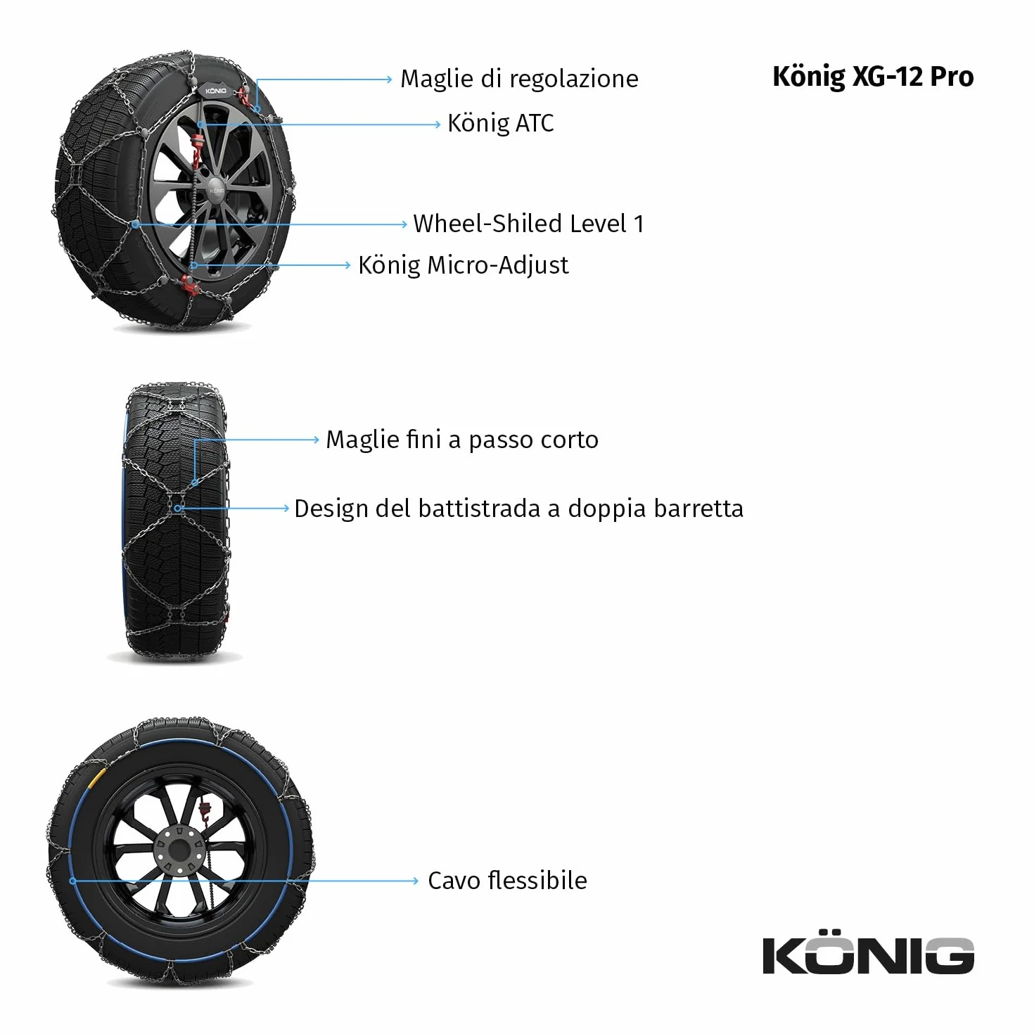 KÖNIG XG-12 PRO 225 Catene da Neve