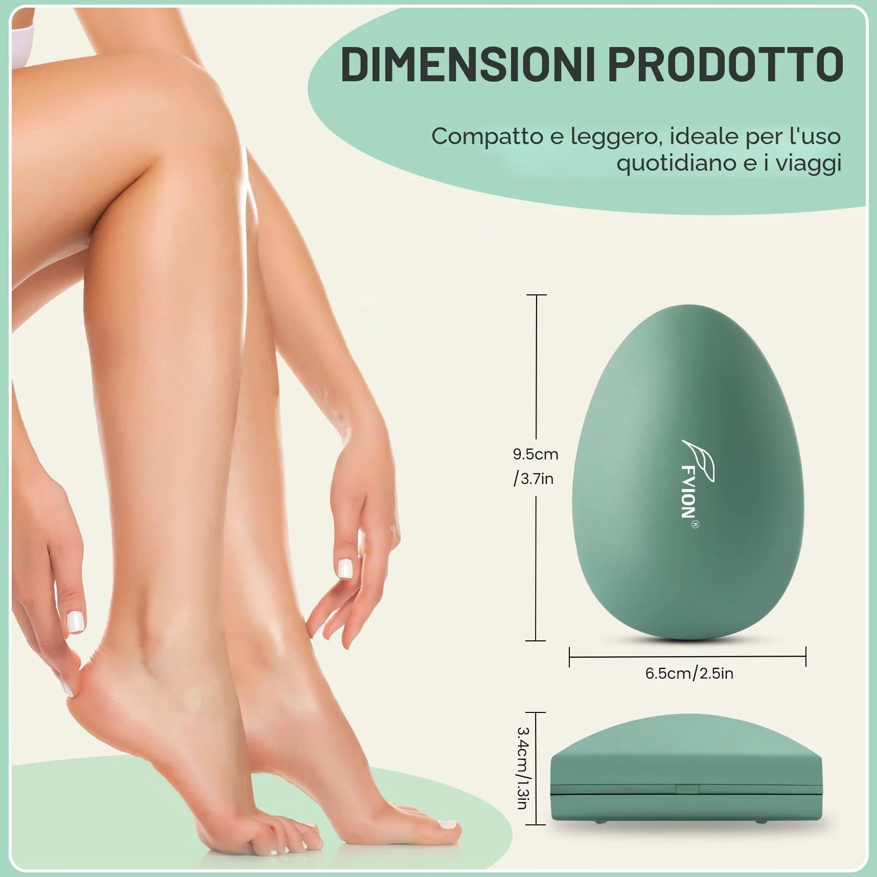 Lima per Piedi in Nano Vetro Professionale, Raspa Piedi Calli Rimozione Portatile, Cura Piedi Ruvidi Secchi (Verde)