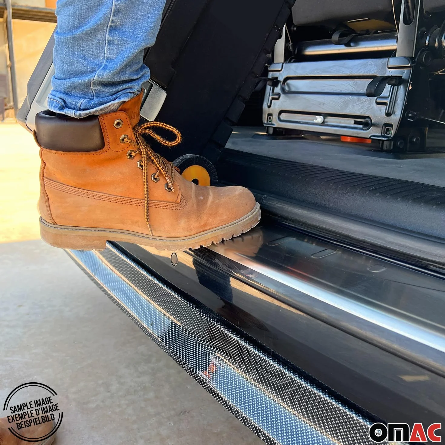 OMAC Protezione Paraurti Posteriore compatibile con VW T5 Multivan 2003-2015 Cromo Acciaio Inossidabile Spazzolato Argento
