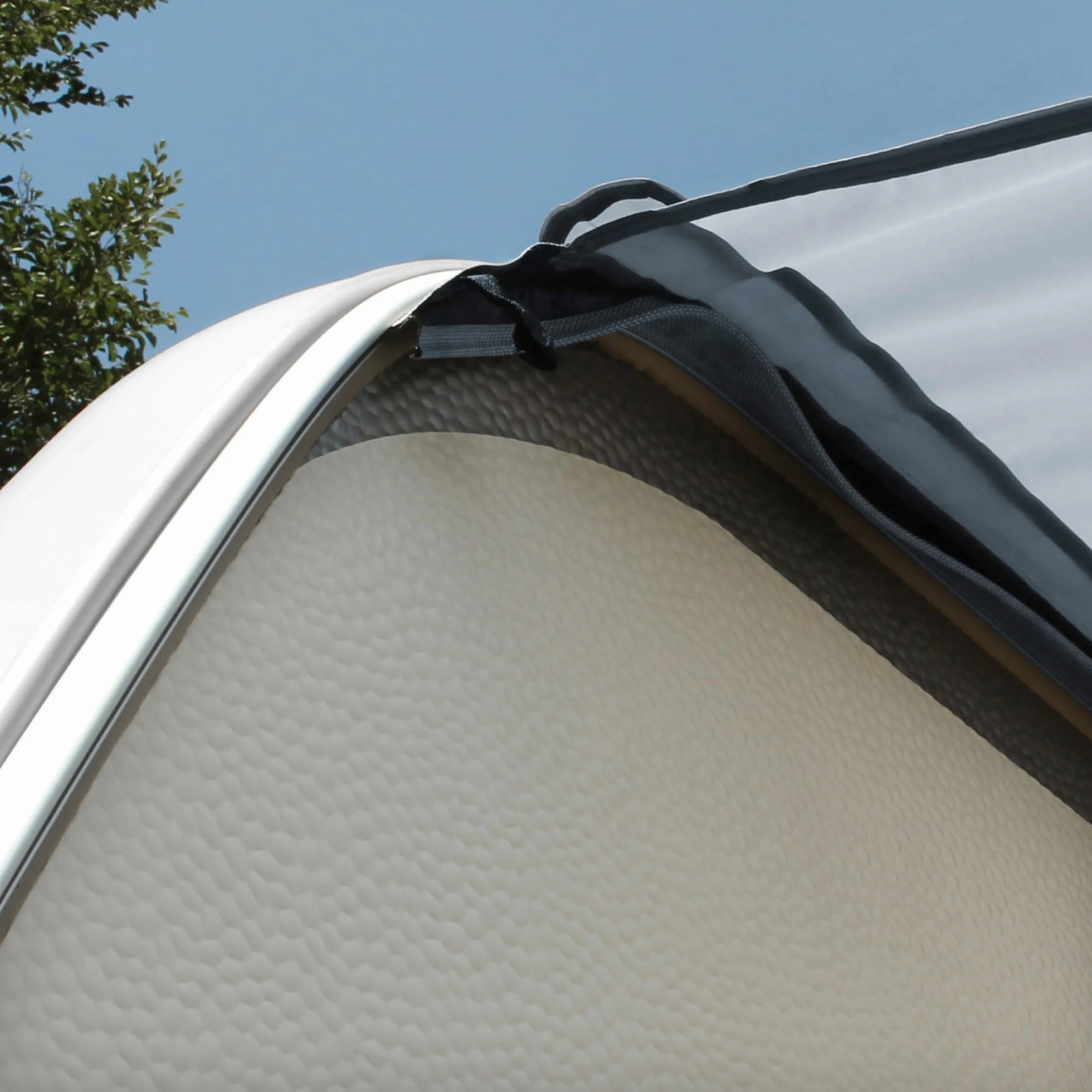yourGEAR - Tenda da sole per roulotte e roulotte, con aste di appoggio UV 50+, impermeabile, 5000 mm, doppio listello da 7 mm e 5 mm (grigio, 450 x 240 cm)