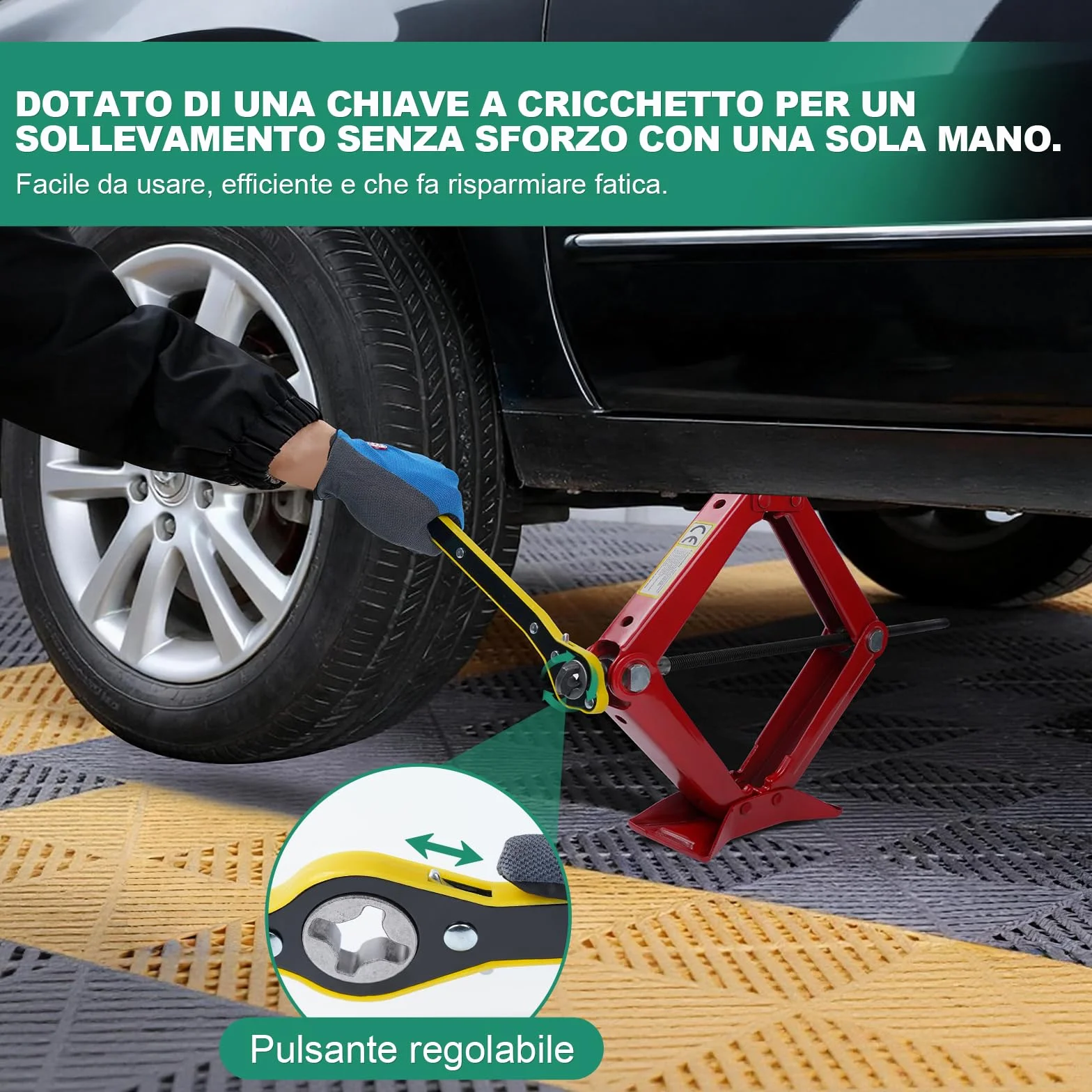 Cric per Auto 3 Tonnellate, Crick Portatile Universale Gamma Sollevamento 120-445 mm per SUV MPV
