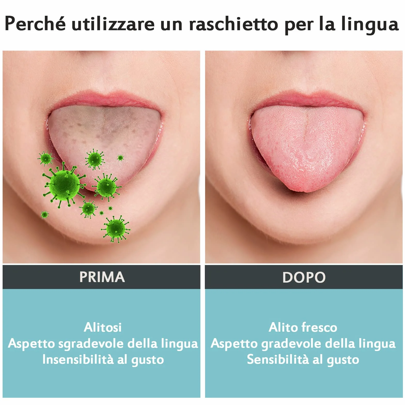 Raschietto lingua in acciaio inox Pulisci lingua 4 pezzi