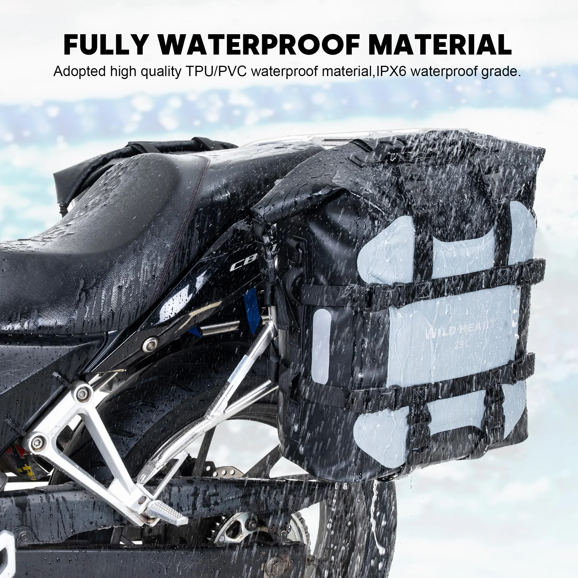 WILD HEART Moto borsa laterale in acciaio inox impermeabile 25L Borse da sella