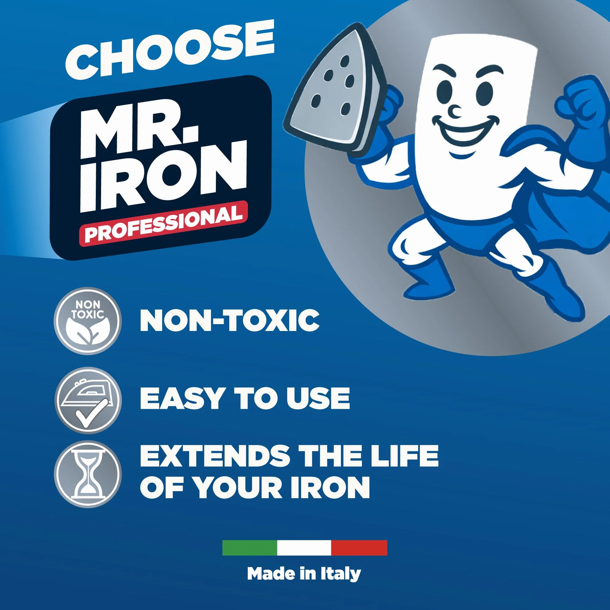 Mr. Iron Stick Pulisci Ferro da Stiro Universale, Made in Italy, Rimuove Incrostazioni e Calcare dalla Piastra