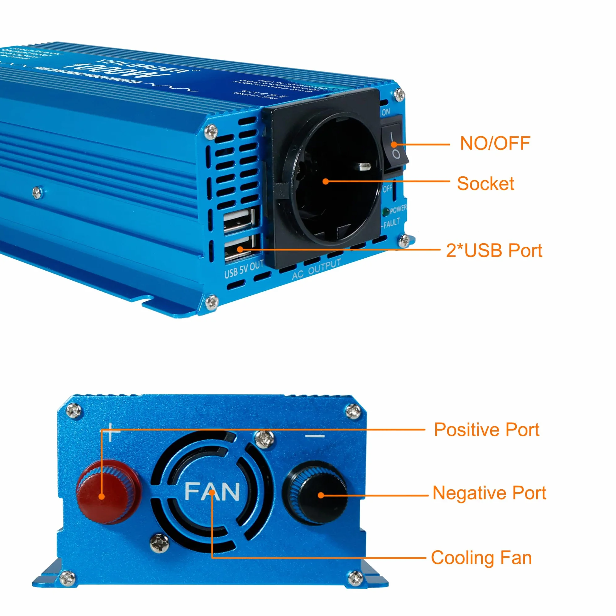 Yinleader 1000W 12V 230V Inverter a Onda Sinusoidale Pura per Camper