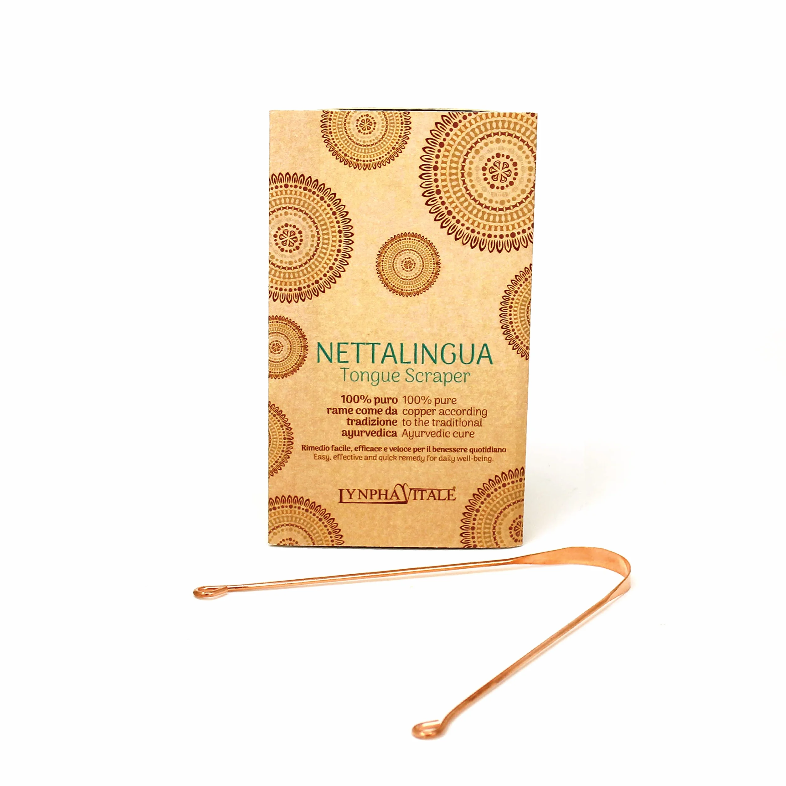 Nettalingua in Rame per Alitosi - Dispositivo Medico - Raschietto per la Pulizia della Lingua Ayurvedico