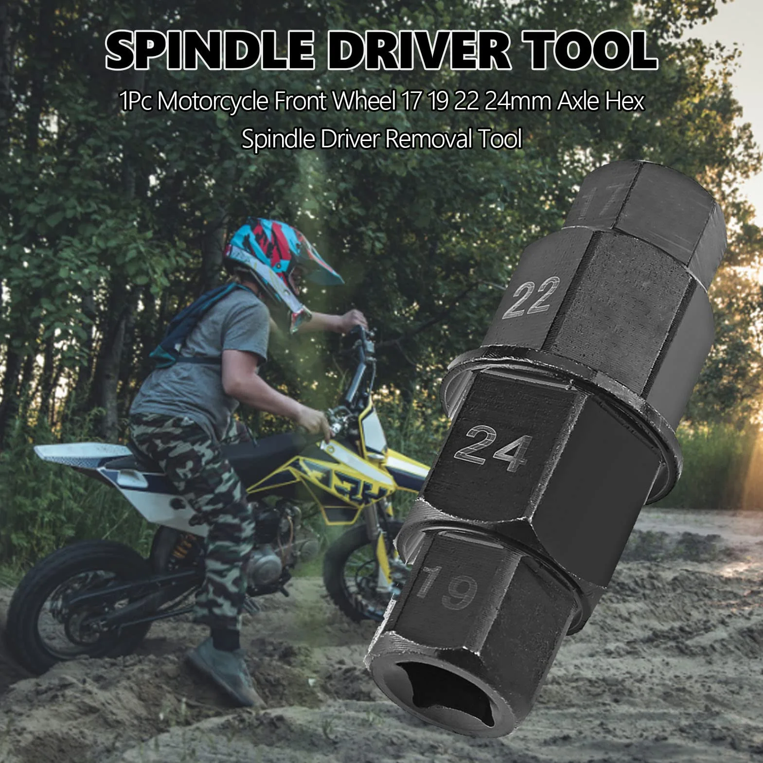 Fydun Chiave Esagonale per Ruota Moto 17mm 19mm 22mm 24mm Strumento di Rimozione ASSE Nero