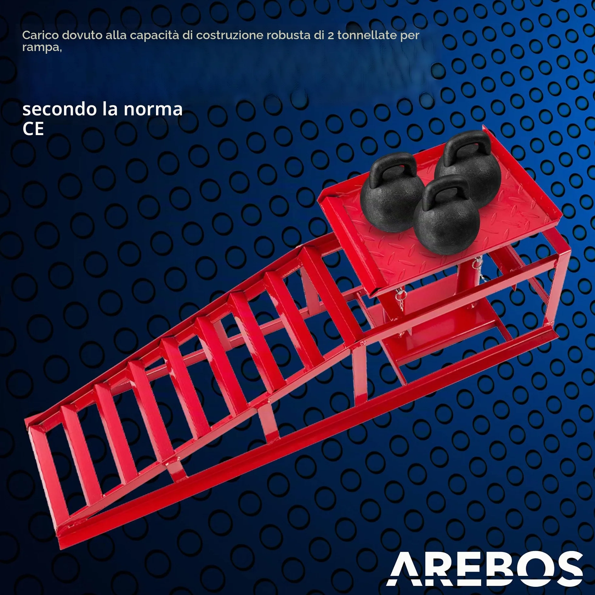 Arebos Rampa Sollevamento per Auto Veicolo | Rampe di carico |Pedane auto | Rampa per auto | 2T Jack | Martinetto Idraulico Regolabile