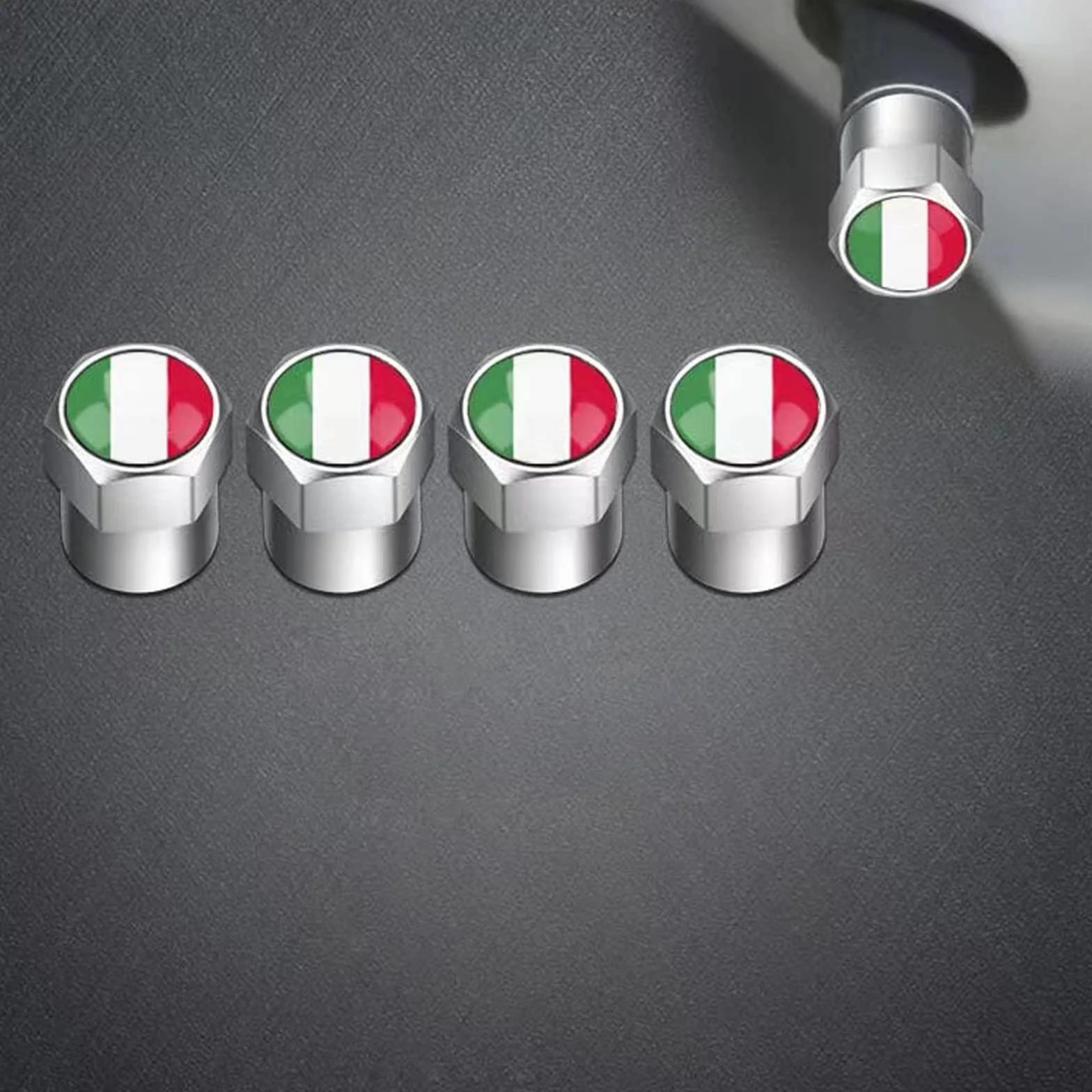Tappini Gomme Auto Bandiera Italia Tappi Valvole Pneumatici Auto 4 pezzi, Tappi per Valvole Auto in Alluminio Tappi Stelo Valvola Pneumatico Tappi Gomme Auto, Tappino Bici, Tappi per Gomme Auto