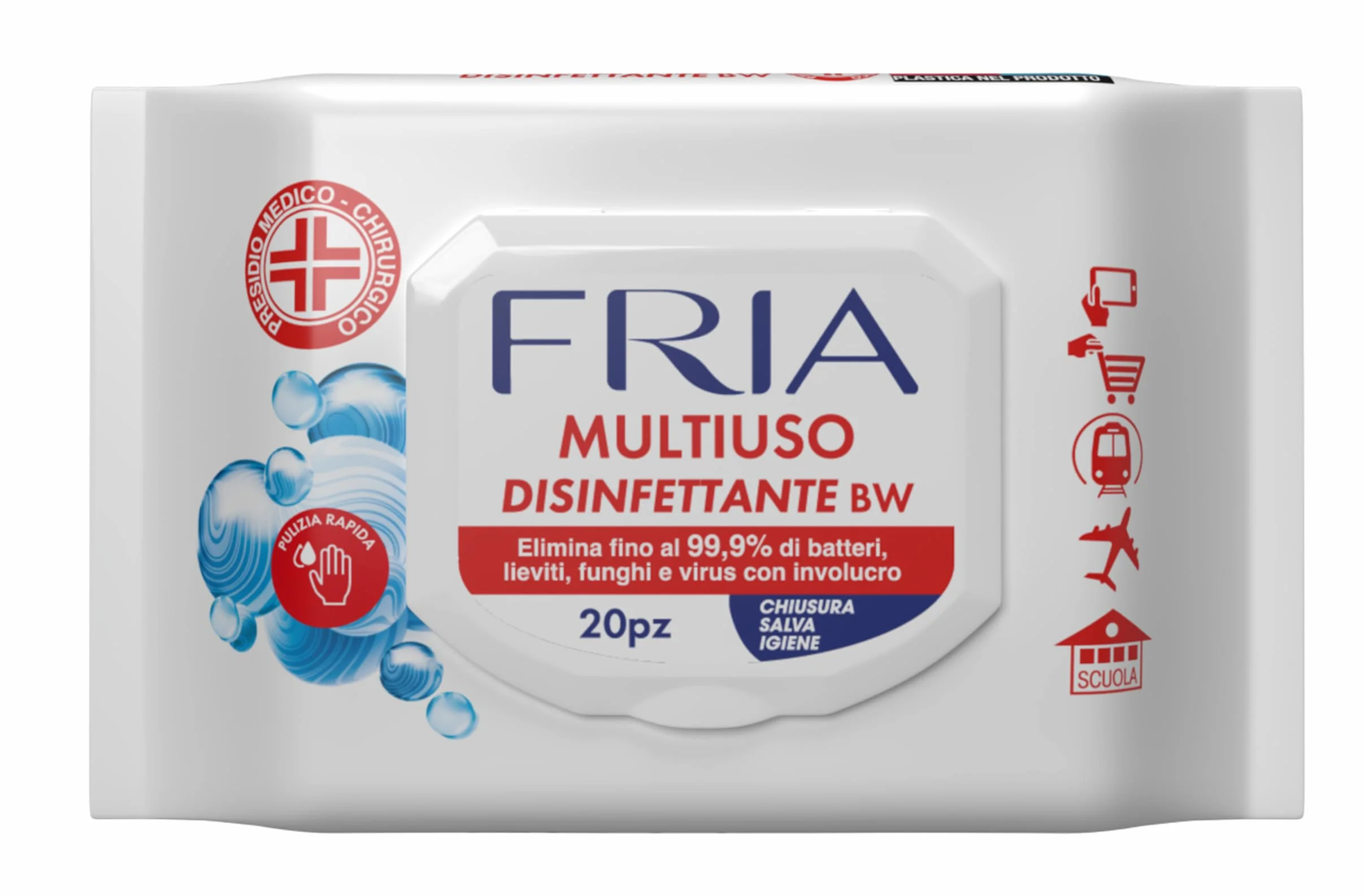 Fria Multiuso Disinfettante BW Salviette 20 Pezzi Presidio Medico Chirurgico