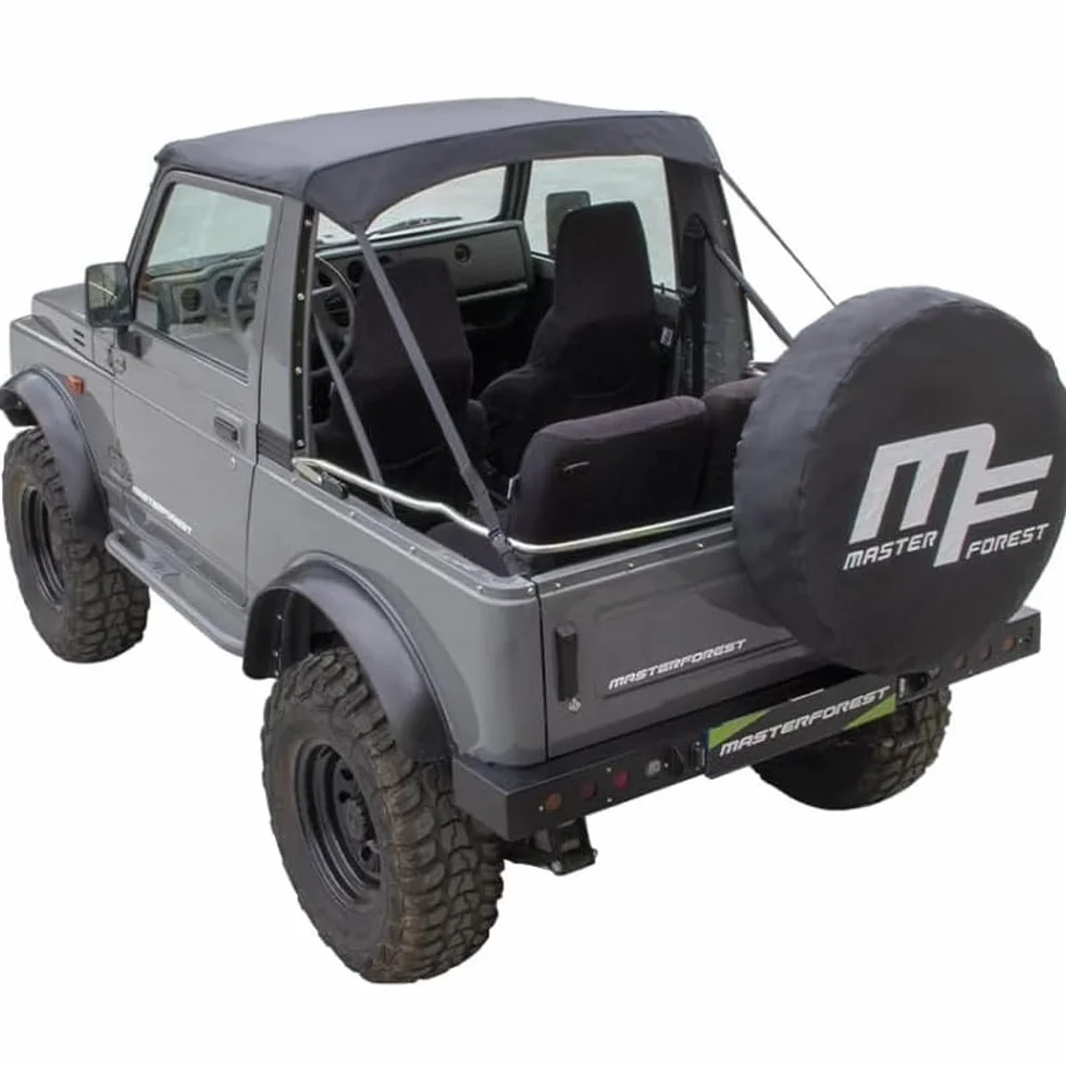 Copri bikini Masterforest in vinile/cotone nero per modello 4X4 Suzuki Santana Samurai sj410 e/o sj413 Benzina o Diesel. Accessorio e Tetto Rimovibile per Suzuki 4x4.