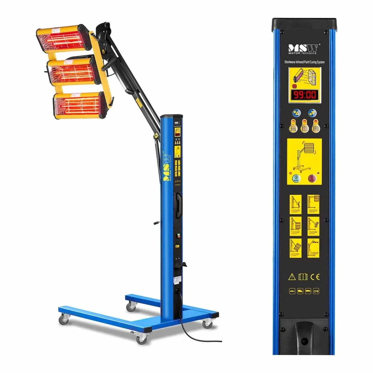 MSW IR-DRYER3000.2 Lampada Infrarossi per Carrozzeria Lampada per Carrozzeria (3300 W, 3 Pannelli, 40–100 °C, Superficie di Asciugamento 1200 x 1000 mm, Altezza Massima 265 cm, Timer 1–99 min)
