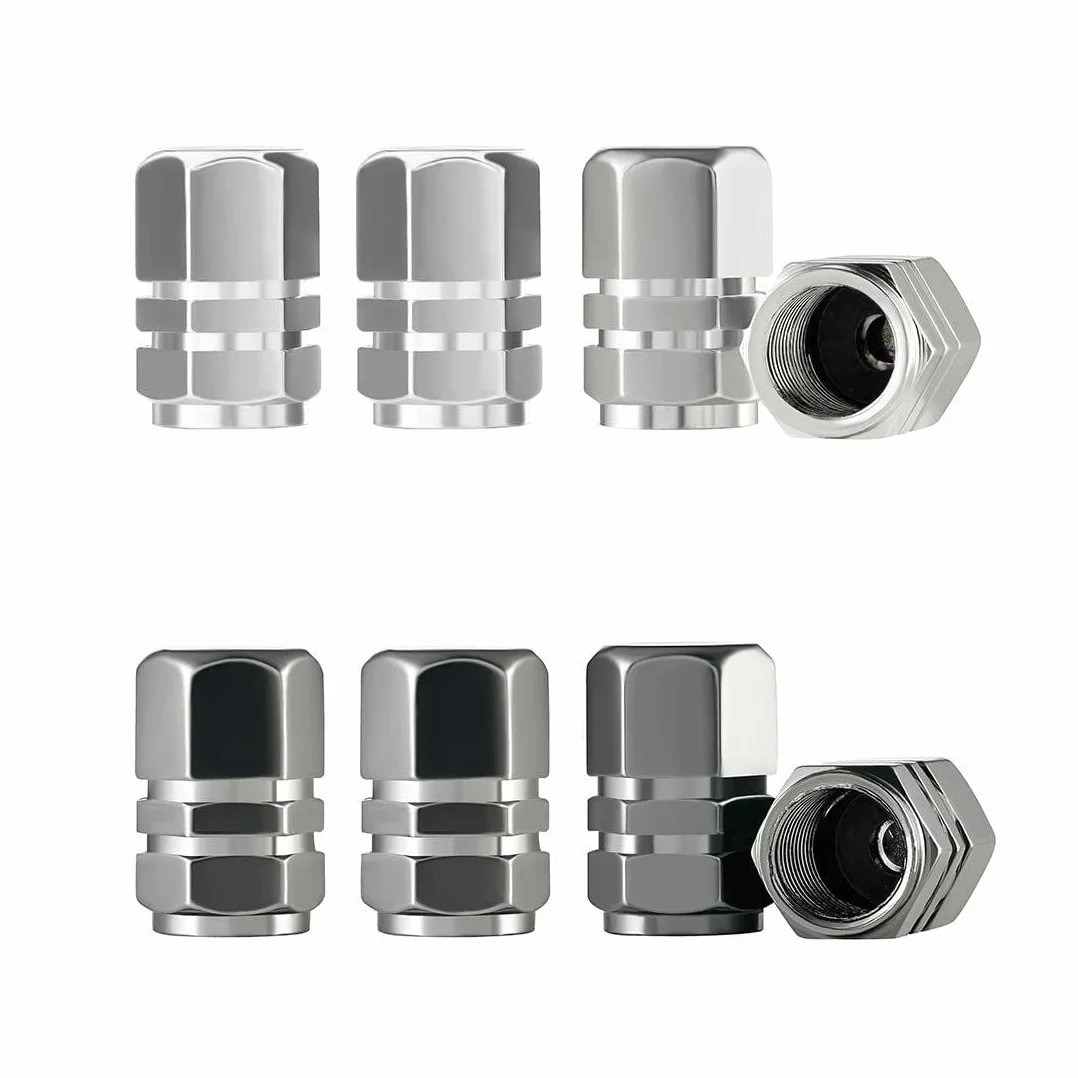 Tappi stelo valvola pneumatici in alluminio da 8 pezzi, tappi universali per valvole pneumatici Tappi parapolvere per auto Copri stelo pneumatici per motocicli, camion