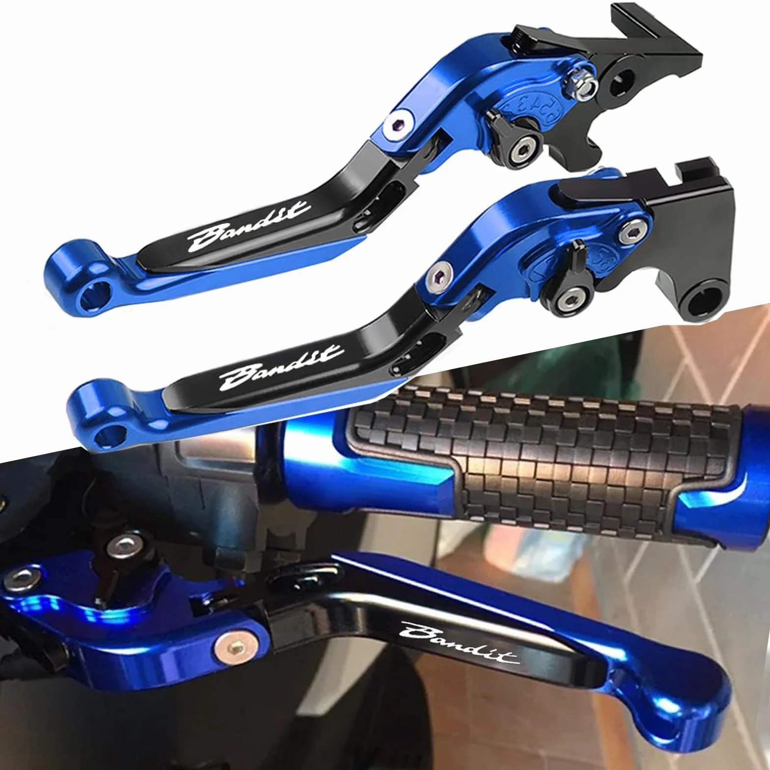 QJY Per Suzuki Bandit Moto Leve Freno e Frizione Set Regolabile per Suzuki GSF 600/S/N GSF 650/S/N 2008-2015 GSF1200 2001-2006 GSF1250 2007-2015（Blu+Nero）