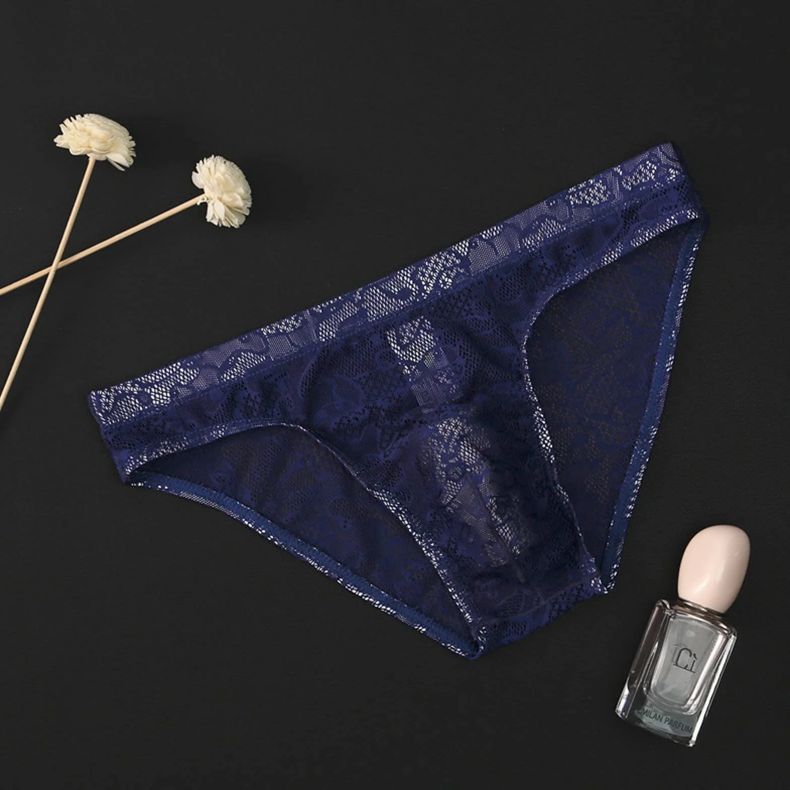 Mutandine in pizzo da uomo in rete traspirante slip intimo con passo
