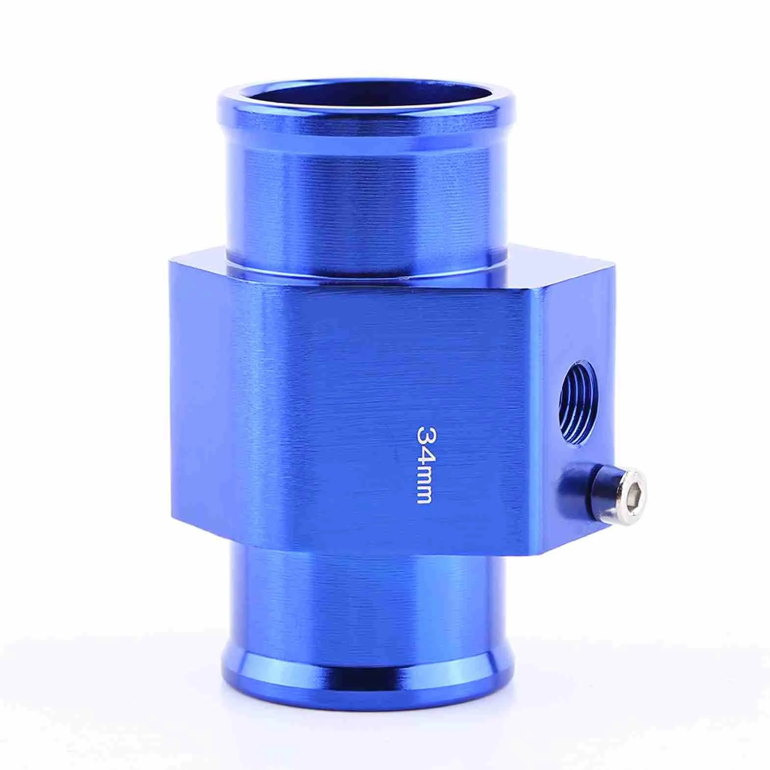 Giunto per la temperatura dell'acqua Giunto universale per la temperatura dell'acqua in alluminio per auto Raccordo per tubo del tubo del sensore Adattatore blu, 26 28 30 32 34 38 40mm(34mm)