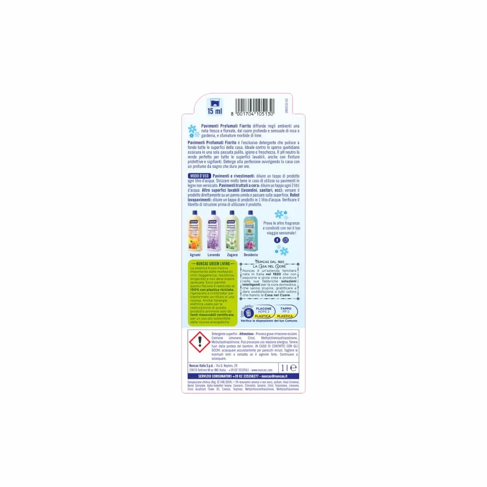 Nuncas Pavimenti Profumati Detergente Fiorito Multipack 3 x 1 litri