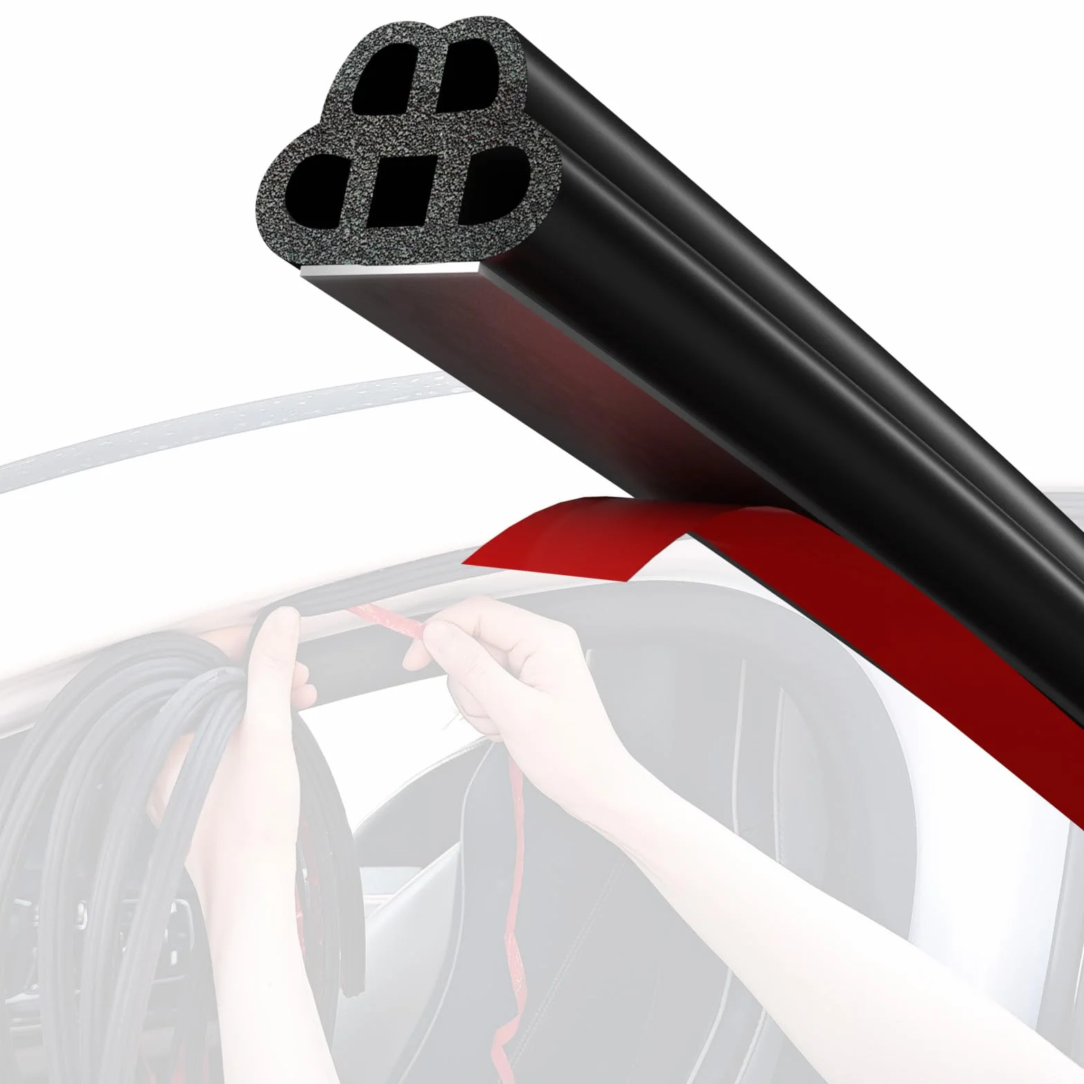 Guarnizione Portiera Auto Gomma Adesiva - 5M Universale Guarnizione Porta Auto Forma 5 Buche, Antirumore, Impermeabile, Resistente Intemperie, Per porte, finestre, bagagliaio, cofano