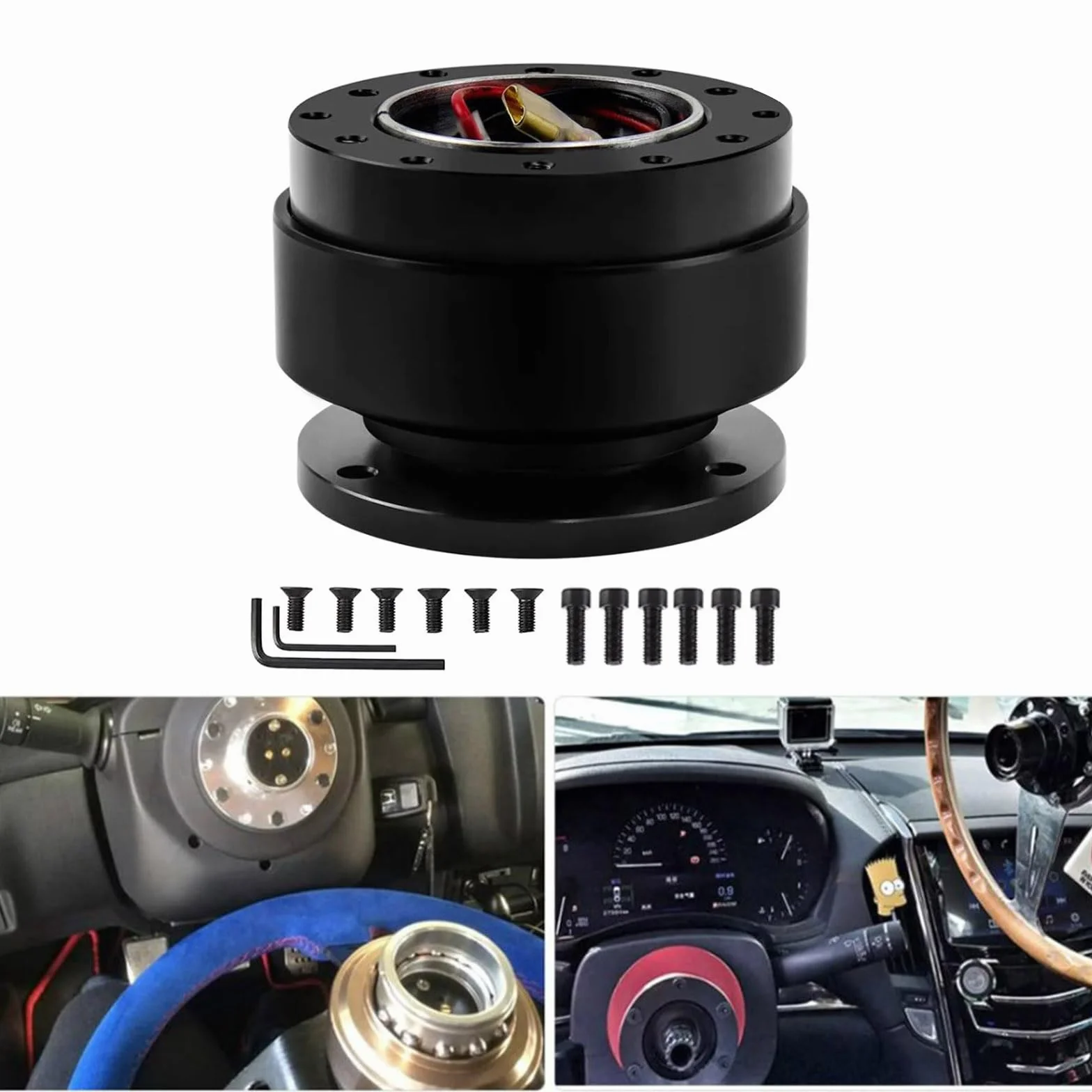 Kit Sgancio Rapido Volante Universale 6 Fori Nero Motorsport