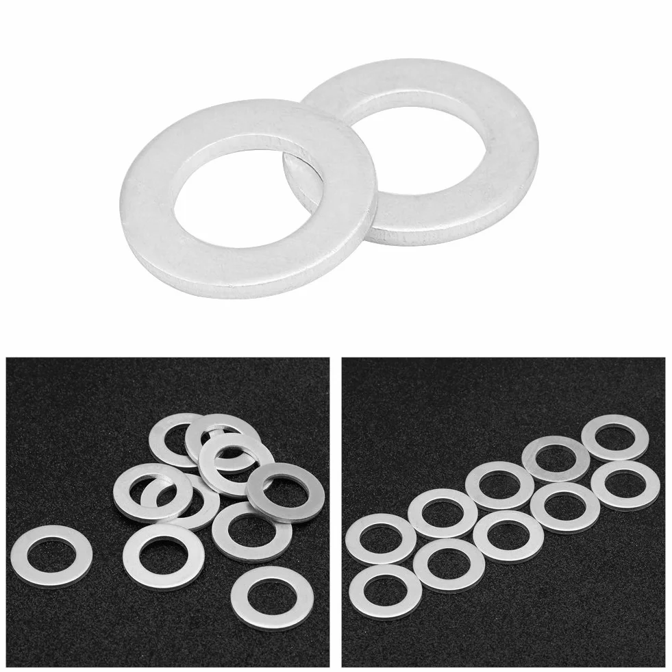 Aramox Guarnizioni tappo di scarico olio, auto 14mm 10 pezzi Tappo di scarico olio Crush Rondella di compressione Rondelle pilota Guarnizioni 94109-14000 Alluminio argento