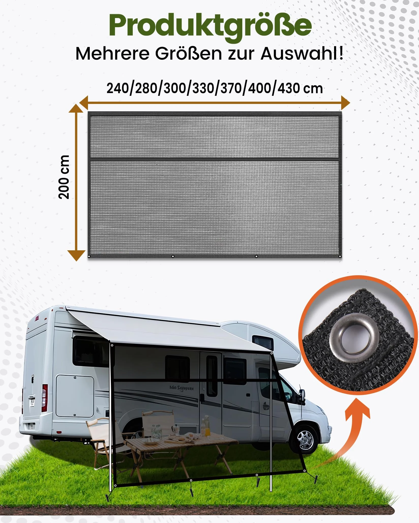 Sun View Blocker trapezoidale 75% tenda parasole pannello frontale protezione solare 2 x 4 m per camper