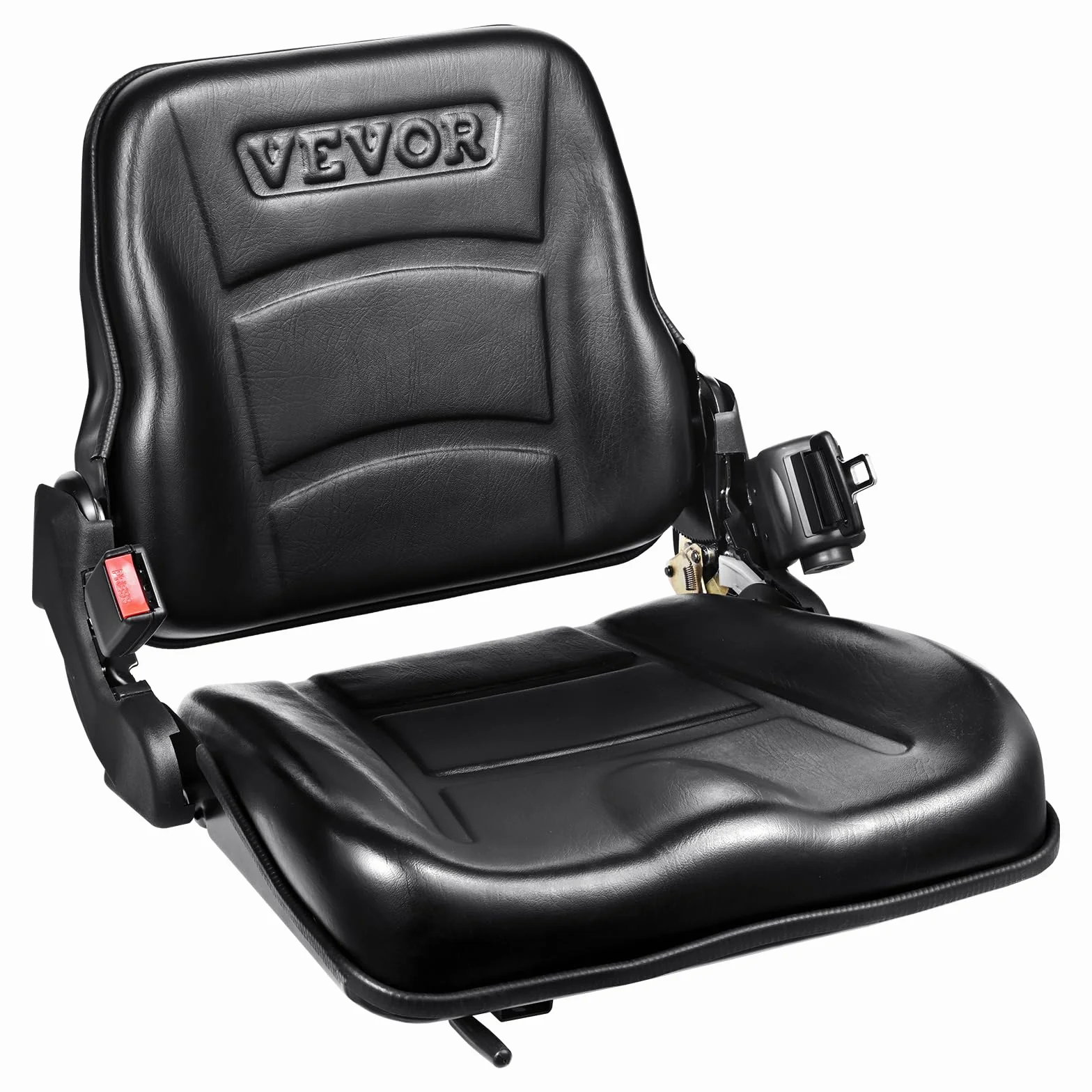 VEVOR Sedile per Carrello Elevatore Trattore Coprisedile Pieghevole per Trattore Schienale Angolo Regolabile 0-110° Fessura Estesa 160-340mm Sedile con Cintura di Sicurezza per Caricatore Escavatore