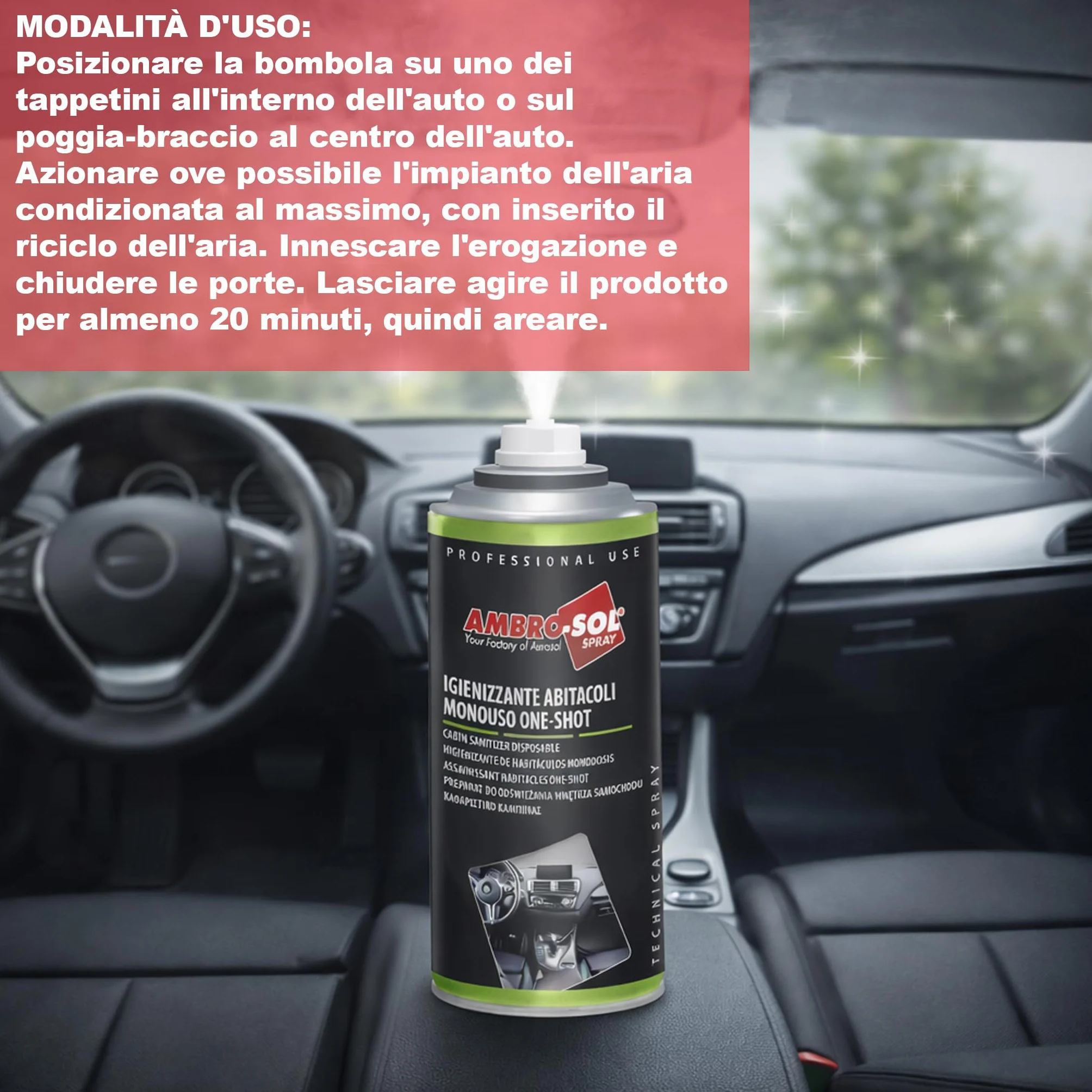 Igienizzante Climatizzatore Auto One Shot Spray 150ML 2X150ml - Pulizia Condizionatore Azione Purificante Made in Italy