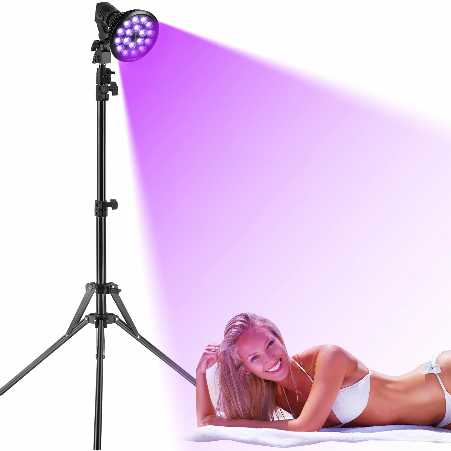 Lampada Abbronzante Viso e Corpo 54W 395nm con Supporto Regolabile Occhiali