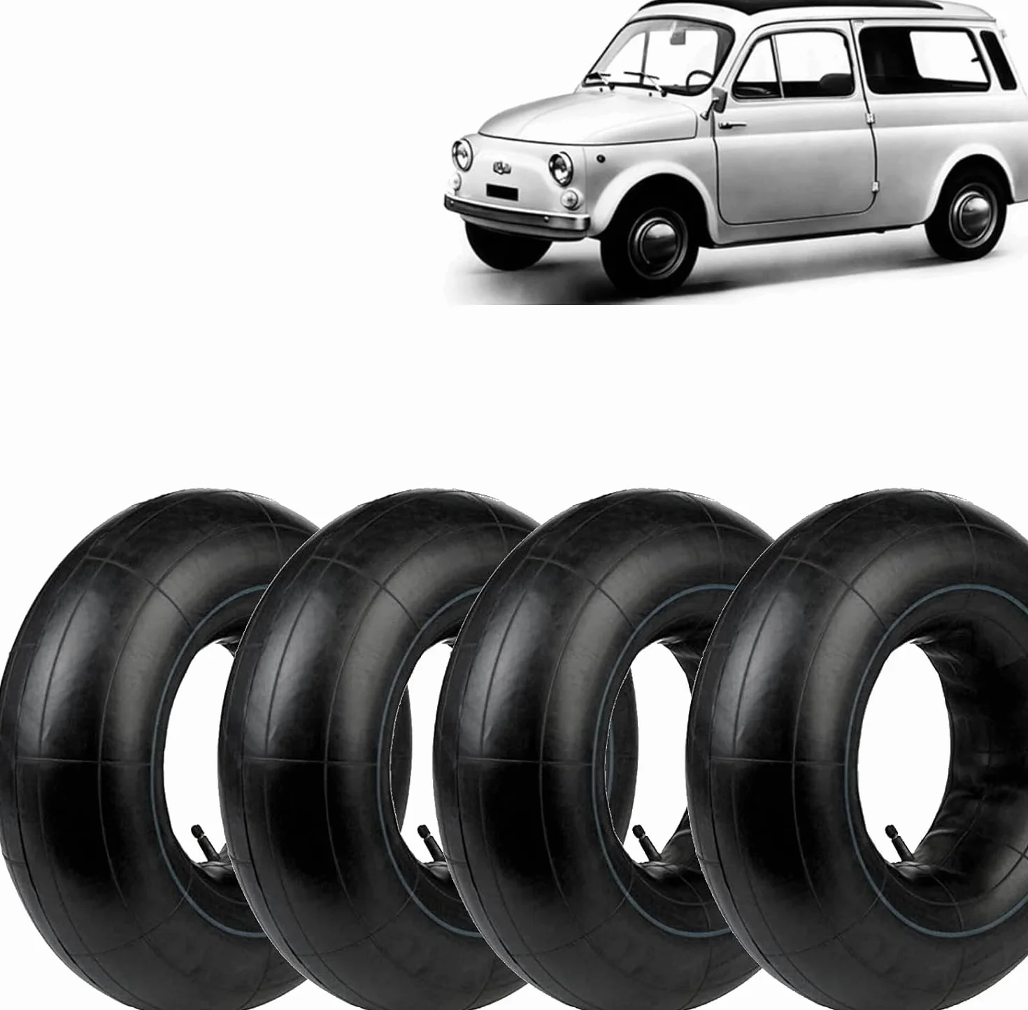 N° 4 CAMERE D’ARIA 125/135-12 CON VALVOLA IN GOMMA TR13 COMPATIBILE CON PNEUMATICI MOTO GOMME FIAT 500 EPOCA 126 APE