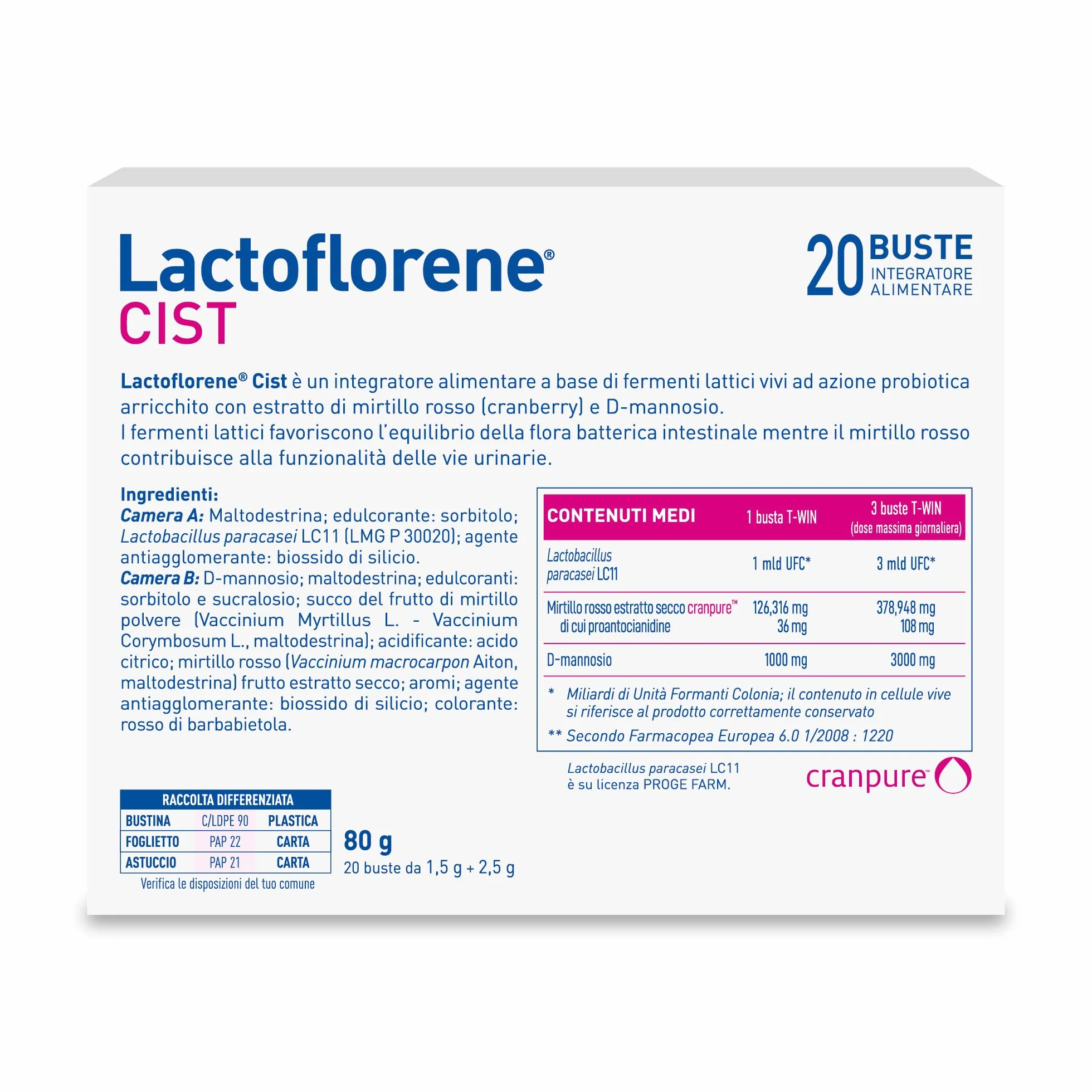 Montefarmaco Lactoflorene CIST Integratore Alimentare 20 Bustine