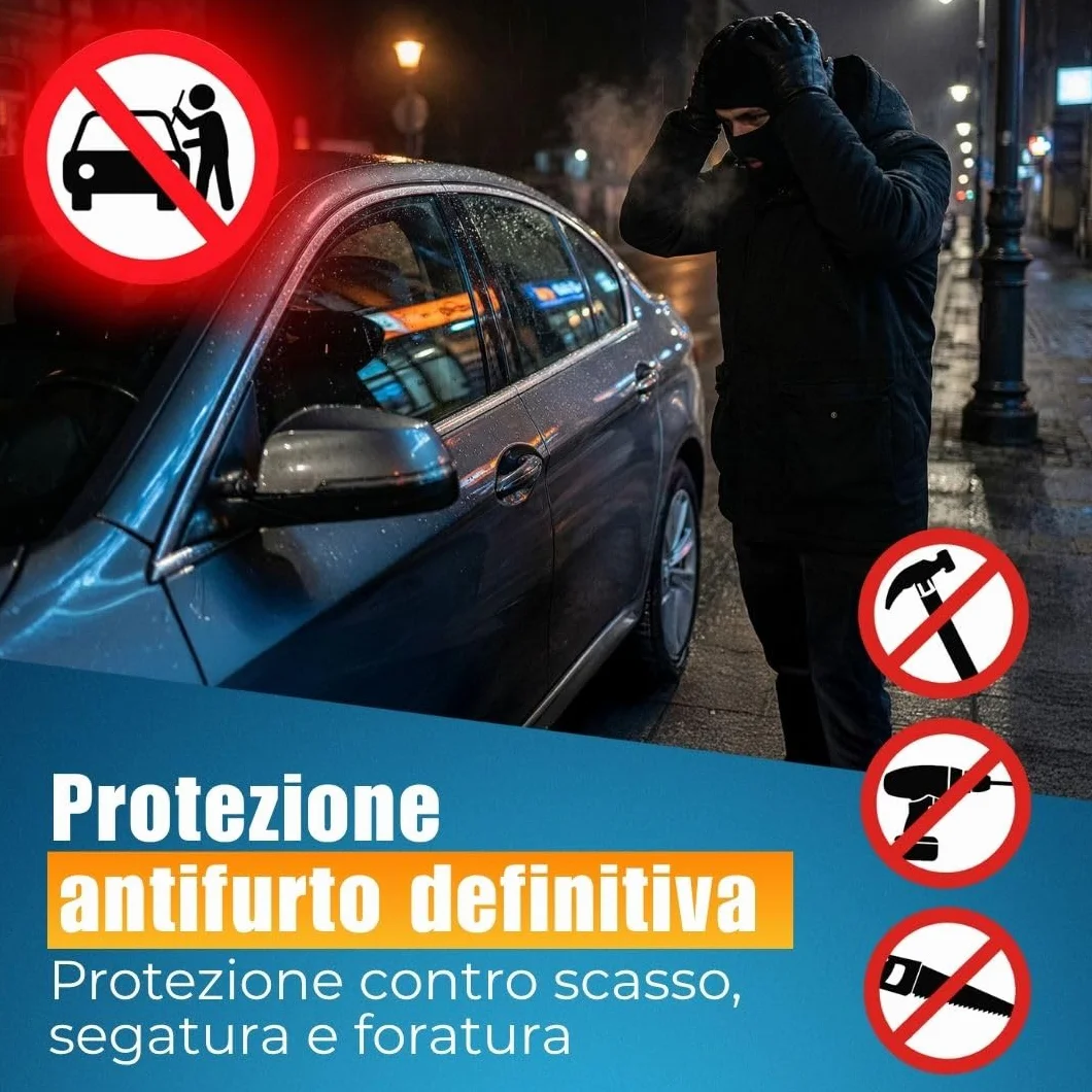ATG Bloccasterzo Auto Antifurto per Auto SUV Van Furgone Camper Acciaio Temperato Protezione Antitrapano
