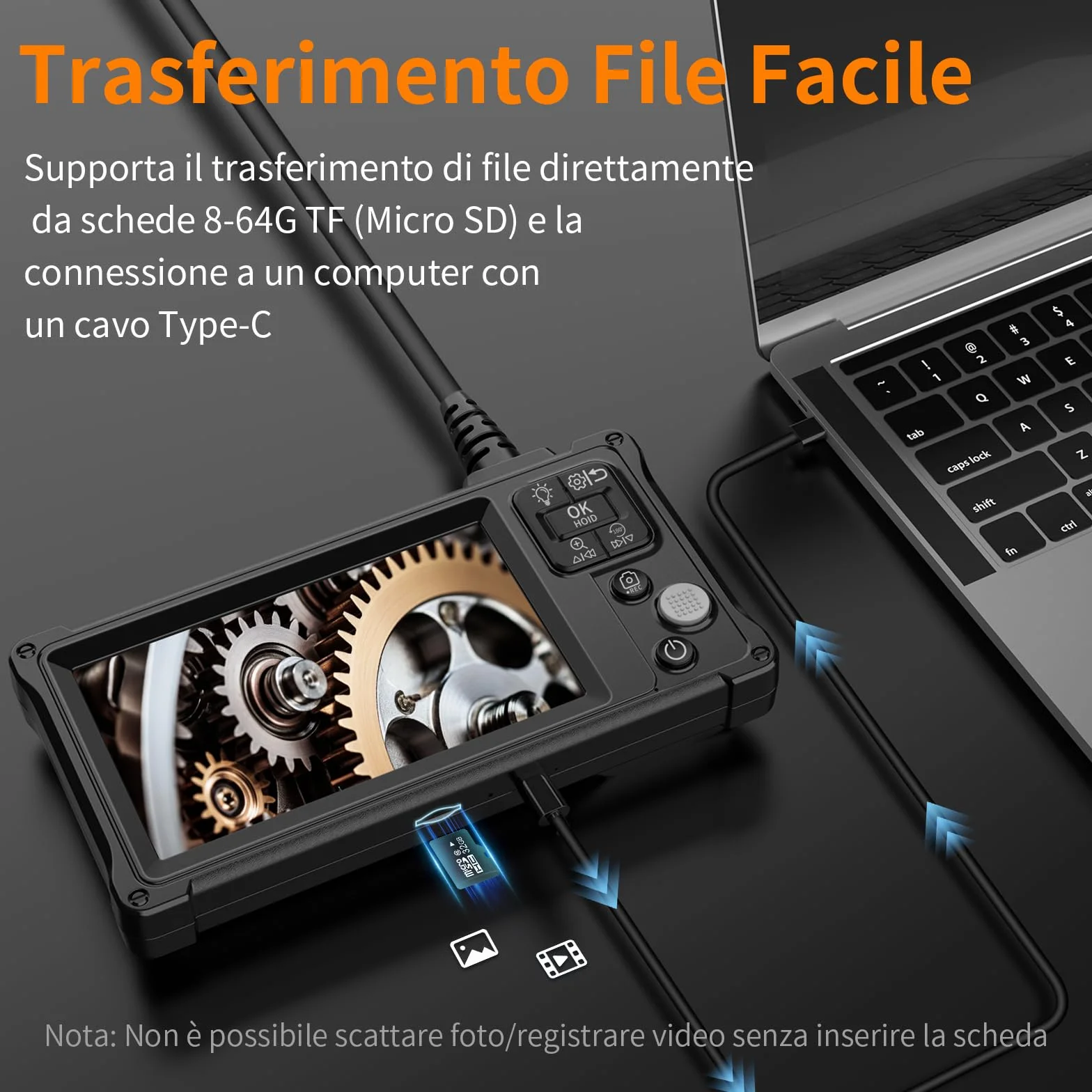 Telecamera di ispezione endoscopica a doppia lente Ennovor 5 pollici IPS IP67 HD 1920P con 8+1 LED