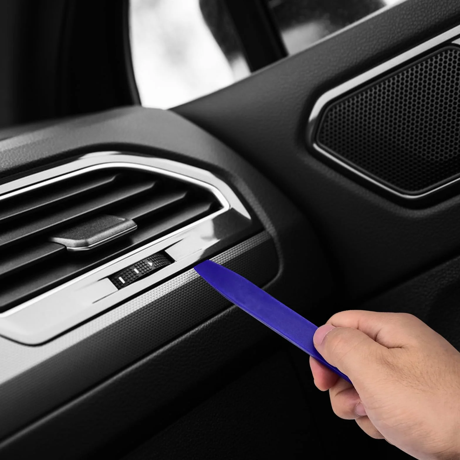 Fousenuk 8 Pezzi Kit Smontaggio Pannelli Auto Blu, Leve Refit Set Smontaggio Auto, Strumento di Rimozione Interno Auto Universale, Cunei in Plastica Leve Refit per Auto Porta Pannello Radio Cruscotto