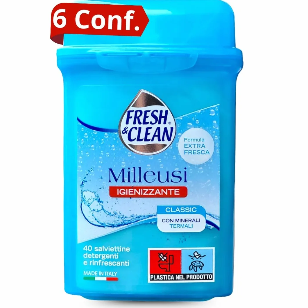 Milleusi Igienizzante Classic Salviette Detergenti 6x40 Confezioni Made in Italy