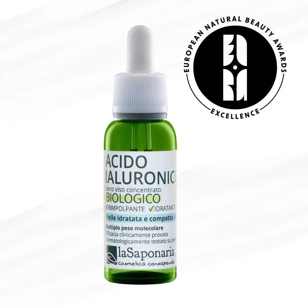 La Saponaria Siero viso antiage Acido ialuronico multiplo peso molecolare Rimpolpante Idratante Liftante 30ml