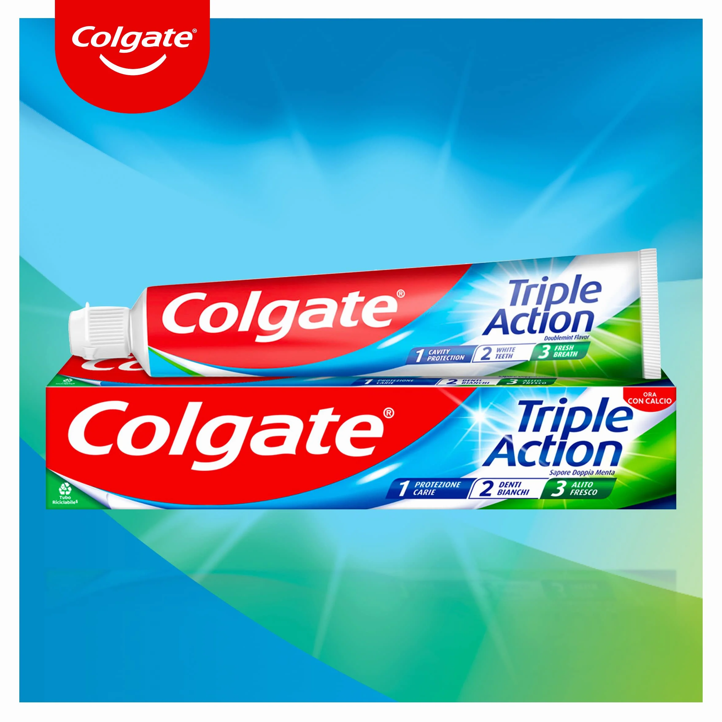 Colgate Dentifricio Triple Action 12x75ml Protezione Carie Denti Bianchi Alito Fresco