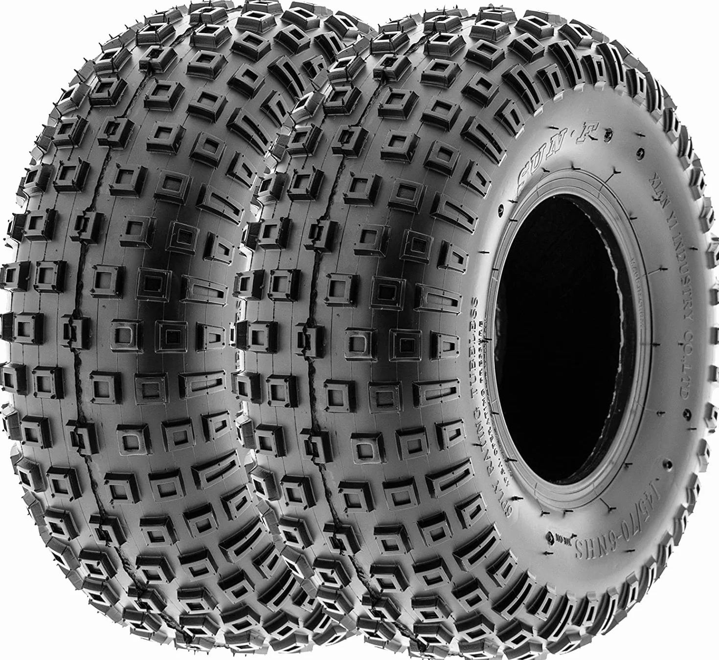 SunF A011 145/70-6 145/70x6 ATV UTV pneumatico fuoristrada 6PR TL E4 Mark, set di 2 pezzi