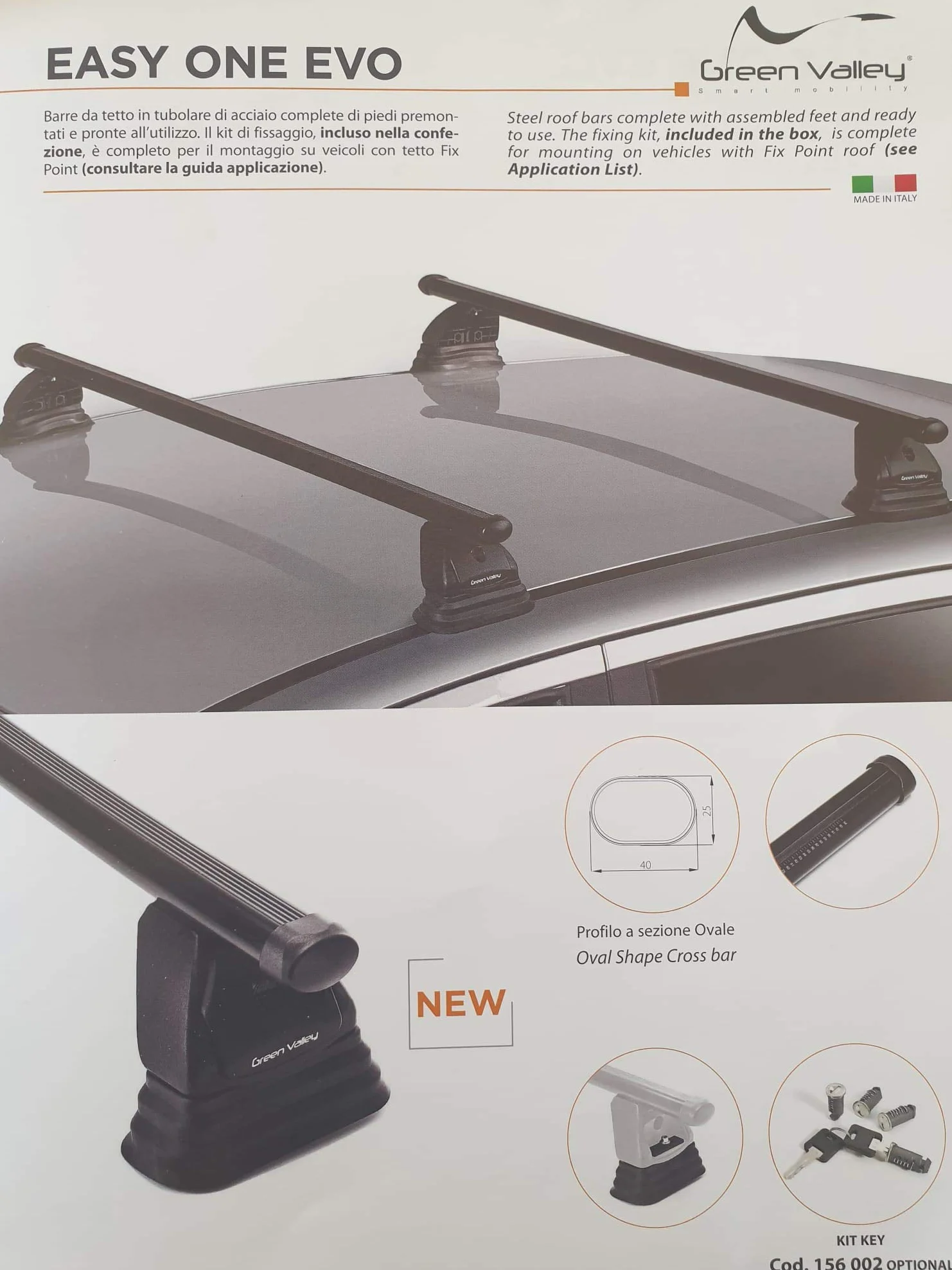 FT PANDA III 2012> BARRE PORTATUTTO PORTAPACCHI DA TETTO PREMONTATE PRONTE ALL'UTILIZZO PER AUTO SENZA RAILING CON ATTACCO FIX POINT
