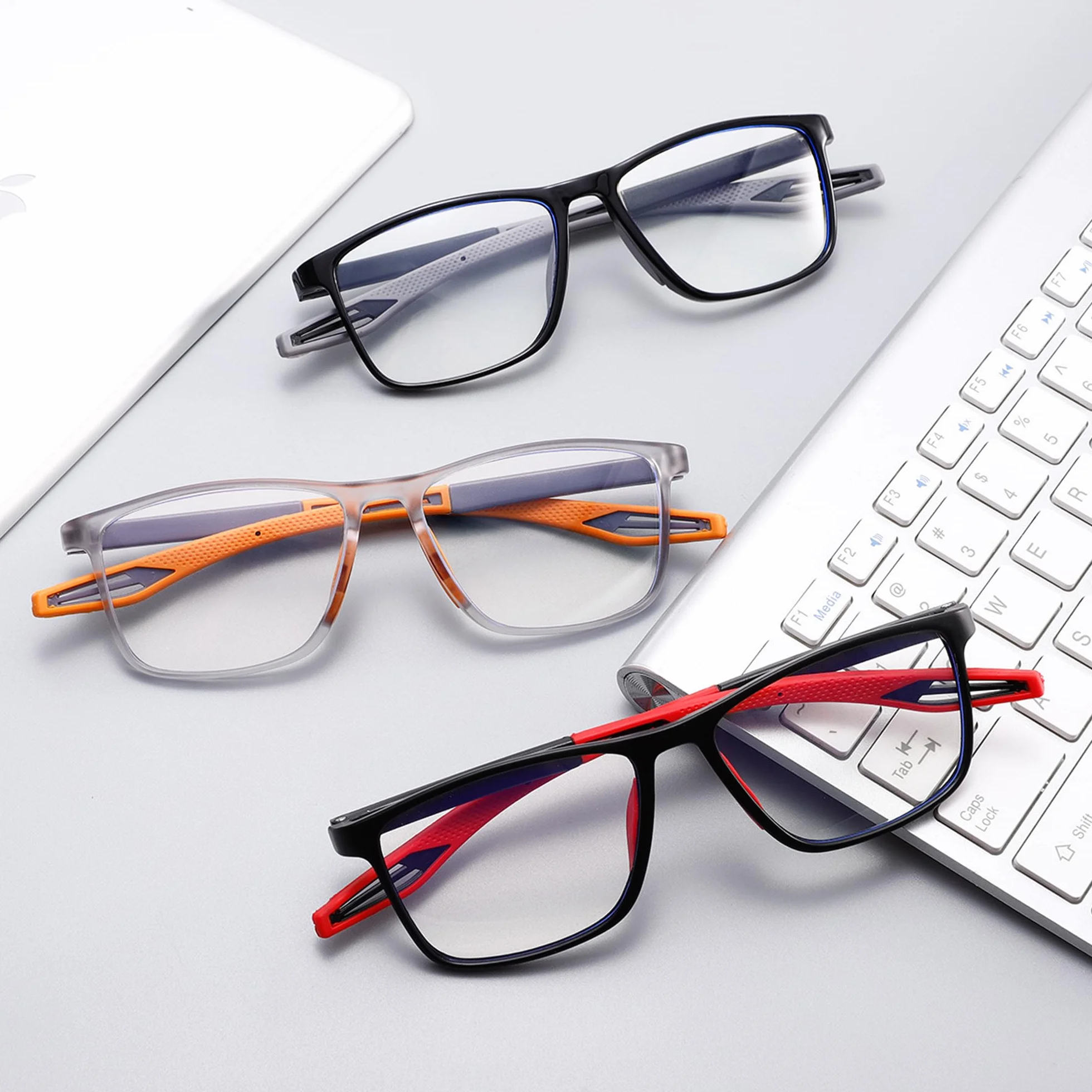 Occhiali da lettura uomo 3 paia blocco luce blu stile sportivo flessibili