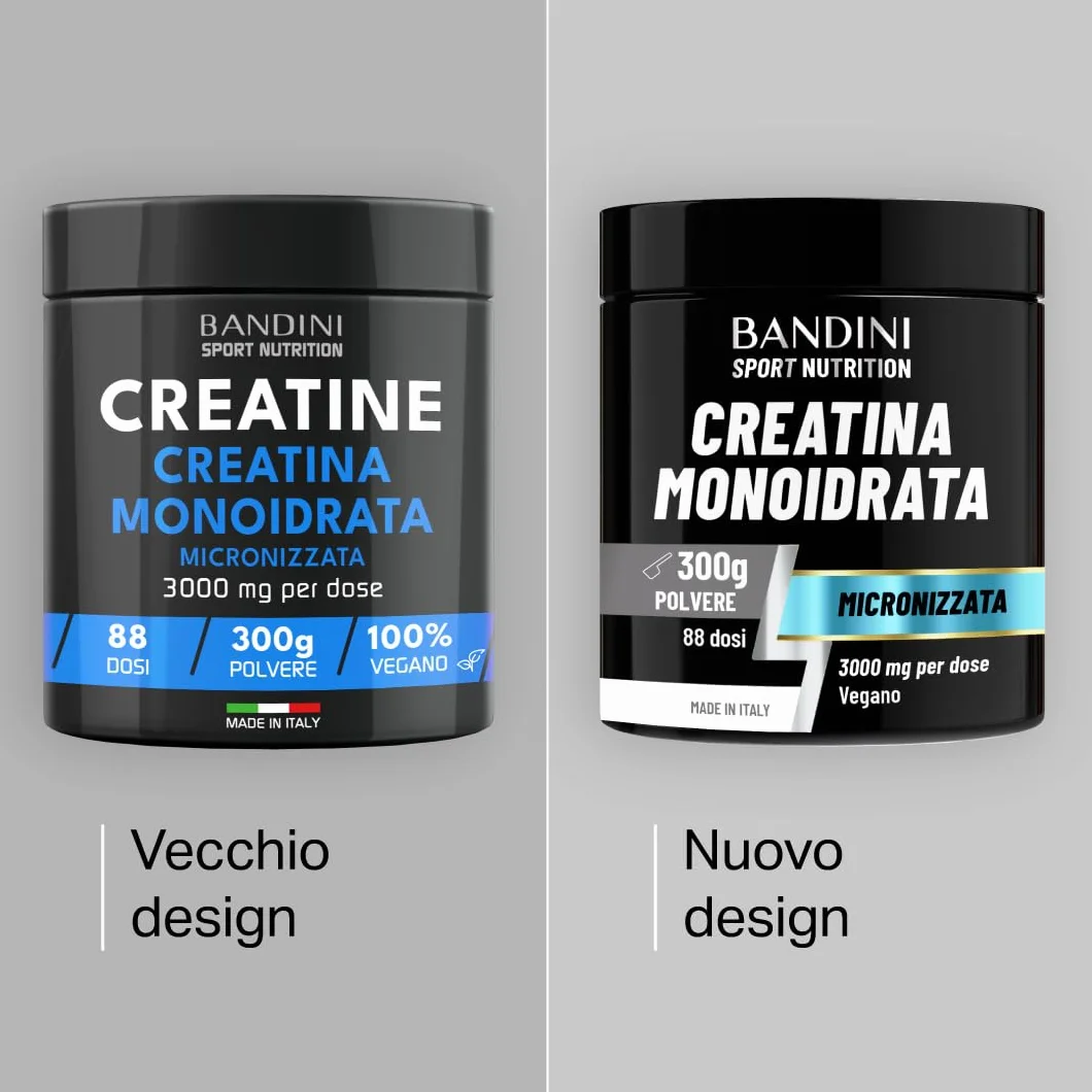 Bandini Creatina Monoidrata in Polvere Pura 100% - Integratore per Allenamento e Sport - Vegan con Dosatore