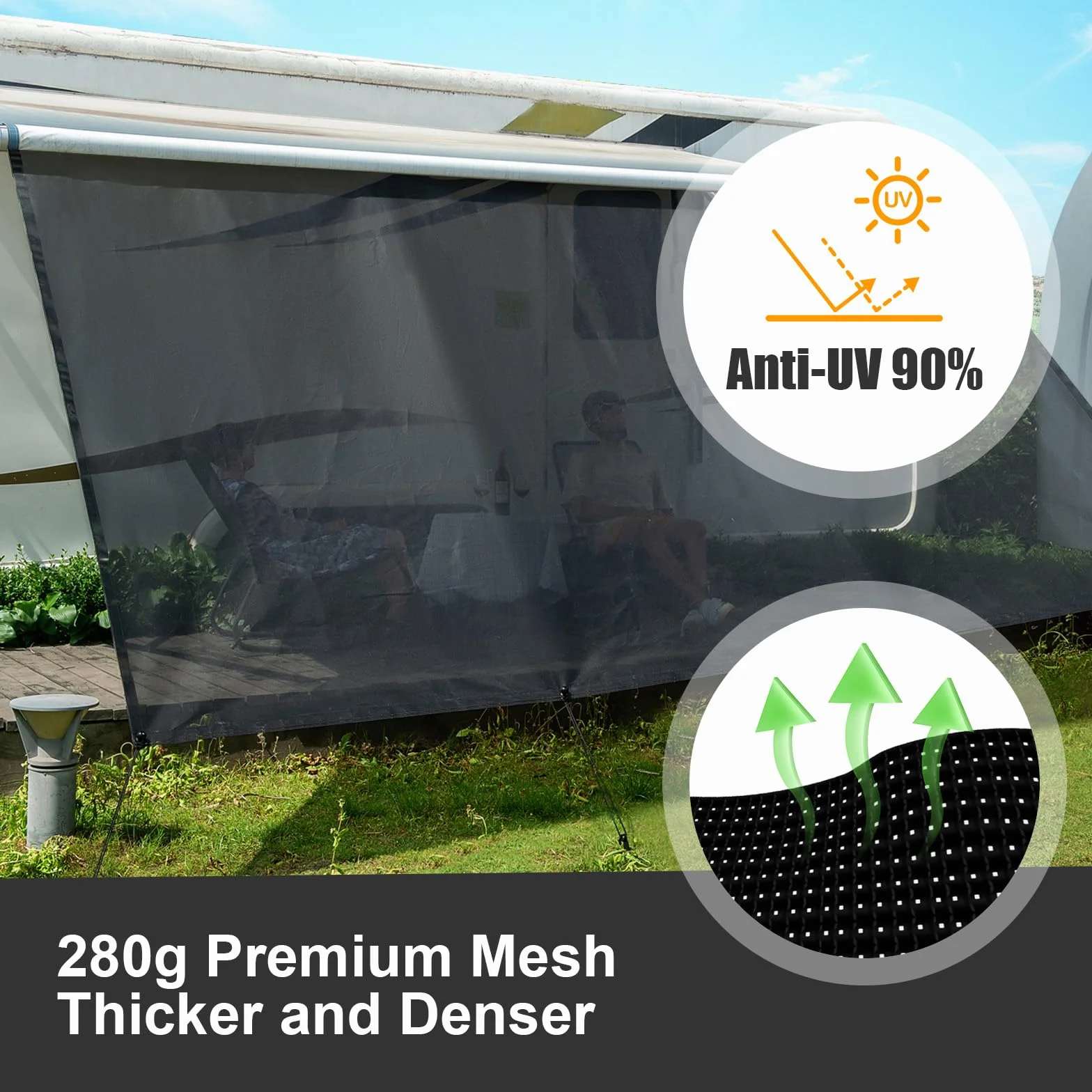 Dulepax Tenda parasole per camper, 2,3 x 35,6 cm, in rete, per roulotte, camper, roulotte, tenda da campeggio, protezione anti-UV
